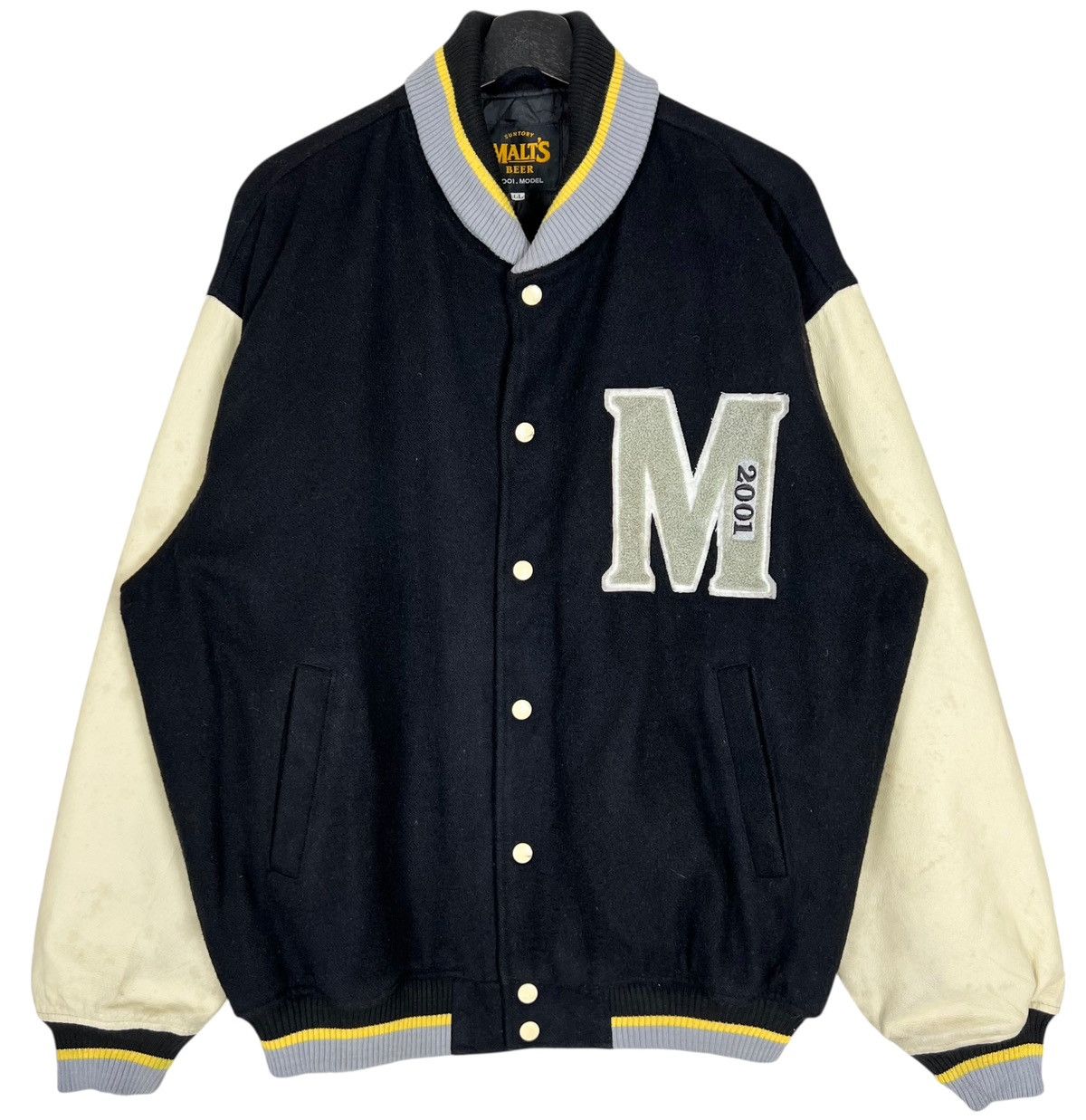 Vintage Vintage Suntory Malt’s Beer Leather Sleeve Varsity Jacket Size US XL / EU 56 / 4 - 1 Thumbnail