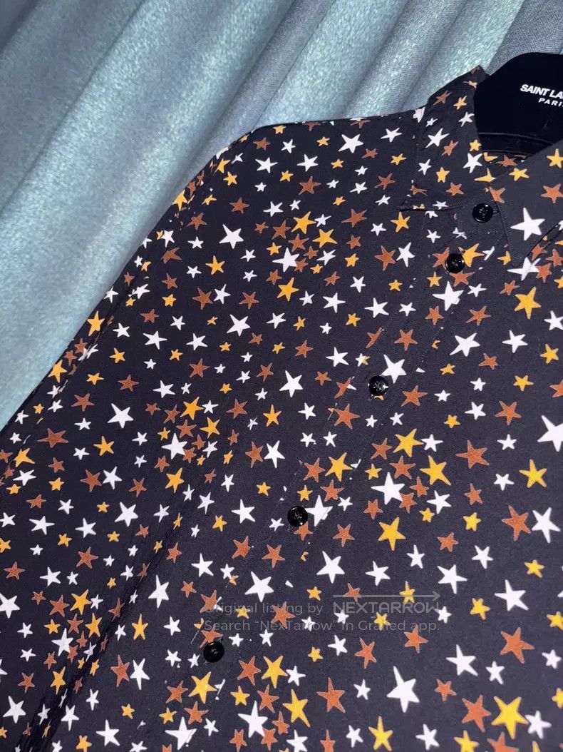 Saint Laurent Paris Saint Laurent Paris size 40 Yellow and White Star Print Sh Size US XL / EU 56 / 4 - 4 Thumbnail