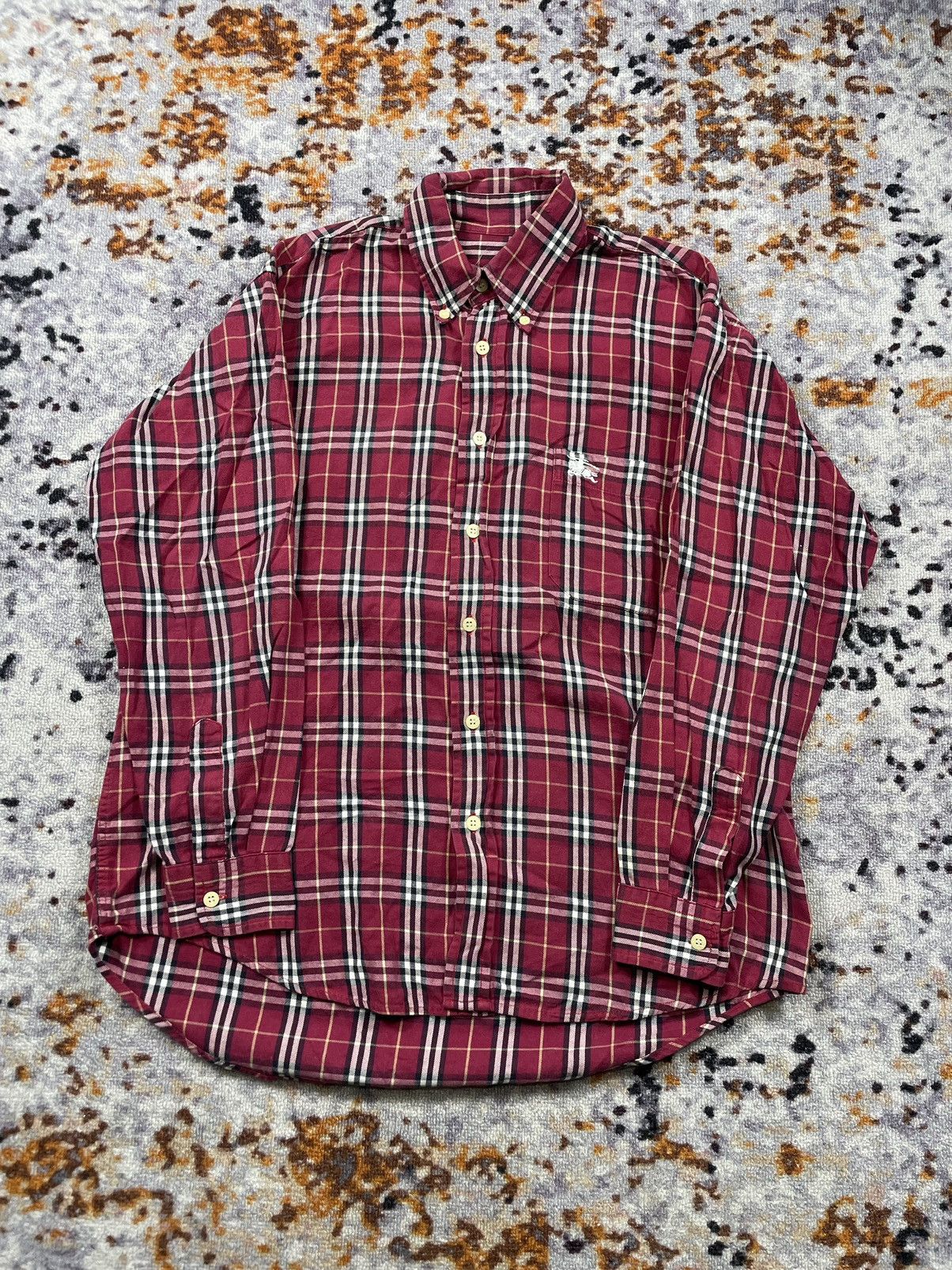 Burberry × Vintage Vintage Burberrys nova check shirt red size M to L Size US M / EU 48-50 / 2 - 1 Thumbnail