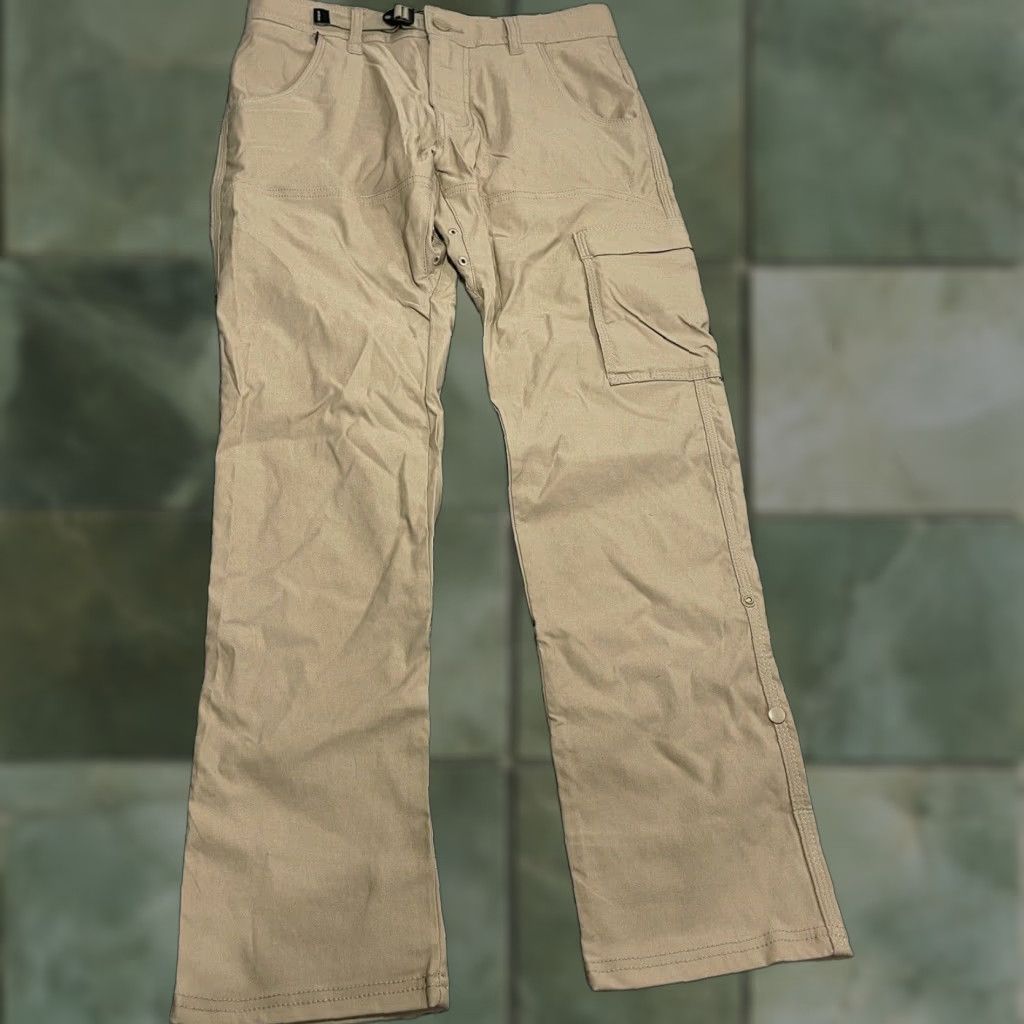 Prana PrAna Roll Up Hiking Cargo Pants Men's L Beige 29x29 Cargo Hiking Men Roll Up Belted Flat Front Straight Inseam 29 Size US 29 - 1 Thumbnail