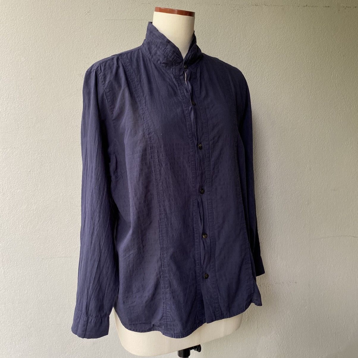 Issey Miyake Plantation Navy Textured Shirt Size XL / US 12-14 / IT 48-50 - 13 Thumbnail