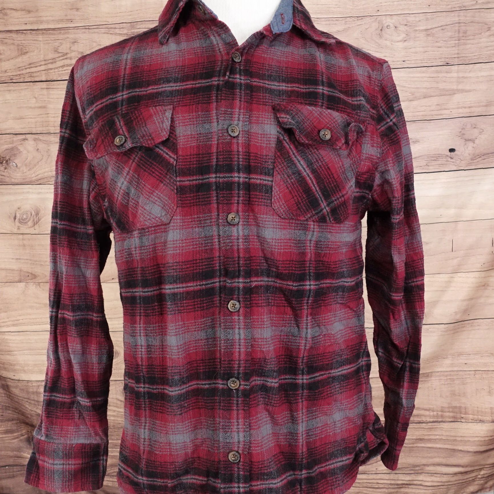 Vintage JACHS Red Plaid Flannel Button-Up Shirt Adult Medium Long Sleeve Regular Fit Mens Size US M / EU 48-50 / 2 - 2 Thumbnail