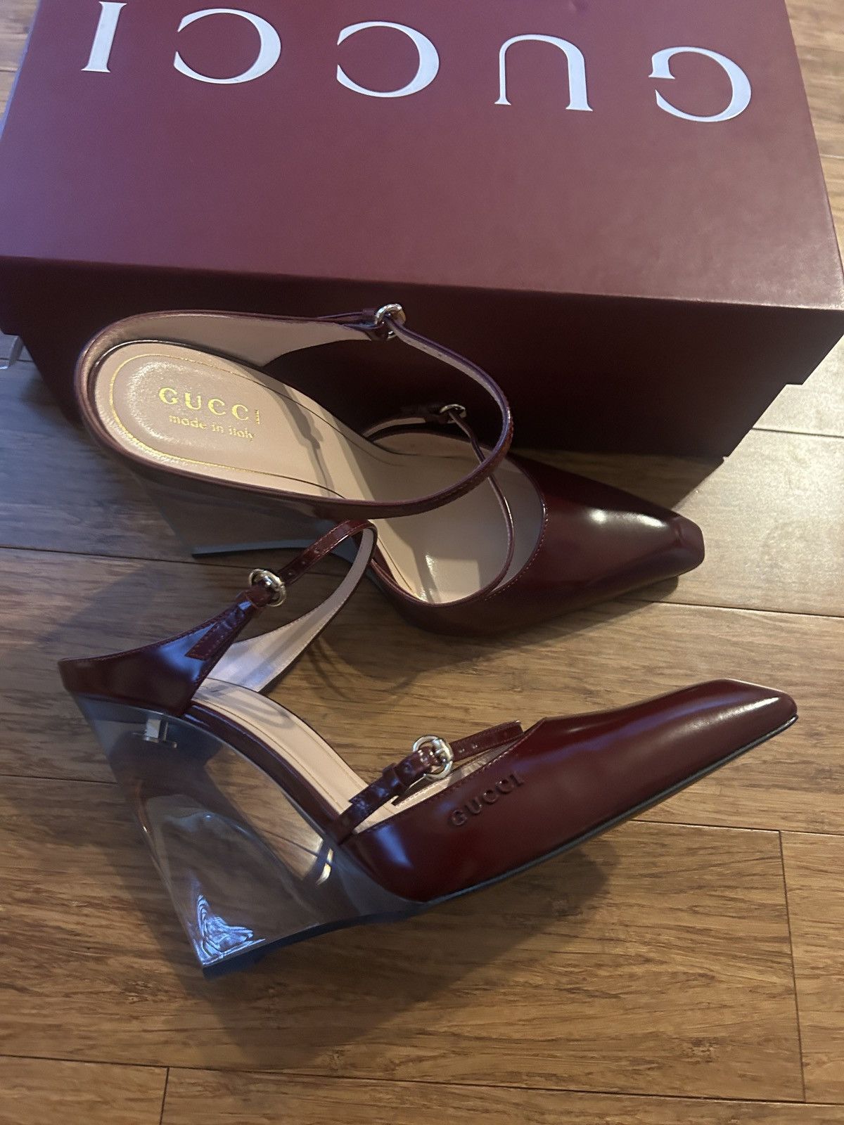 Gucci Gucci Closed Toe Slippers Wedge Mules Regent Rosso Ancora Size US 9 / IT 39 - 5 Thumbnail