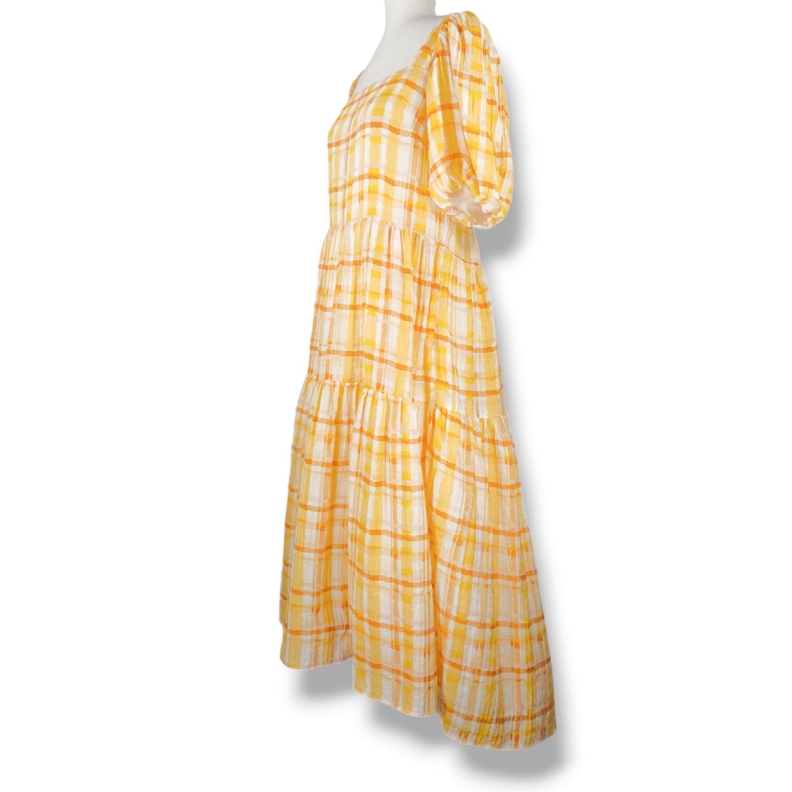 ASTR The Label ASTR The Label Ilana Puff Sleeve Tiered Midi Dress Plaid M Size M / US 6-8 / IT 42-44 - 2 Thumbnail