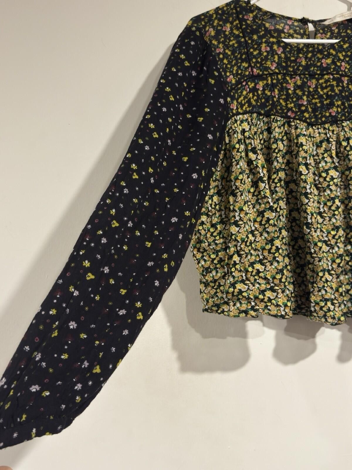 Zara Zara Trafaluc Floral Bohemian Cropped Cottage CoreTop Blouse Size L / US 10 / IT 46 - 3 Thumbnail