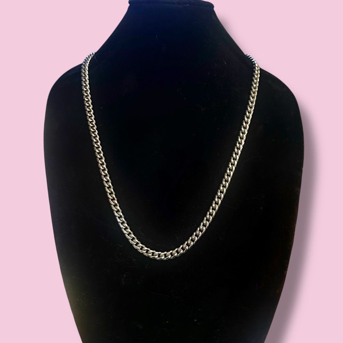 Vintage Vintage silver tone heavy textured curb link chain necklace Size ONE SIZE - 1 Thumbnail