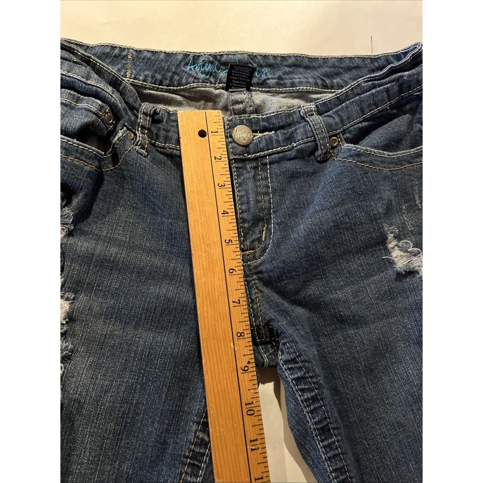 Other Ariya Jeans Women’s 11 / 12 Blue Denim 29x27 Distressed Size 29" - 6 Thumbnail