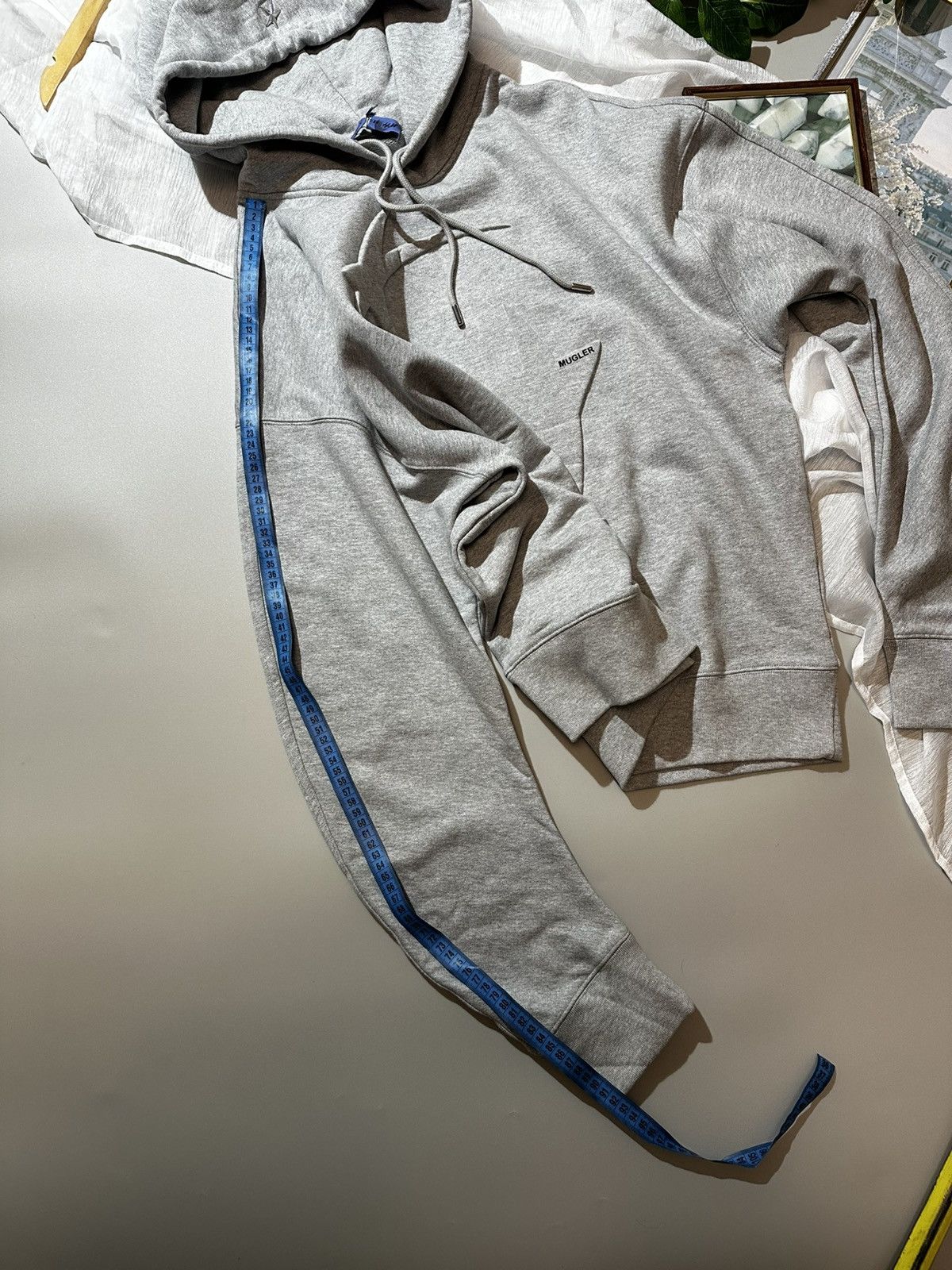 H&M × Mugler H&M & Mugler Star Motif Hoodie Oversized Light Gray Men's sz Size US L / EU 52-54 / 3 - 11 Thumbnail