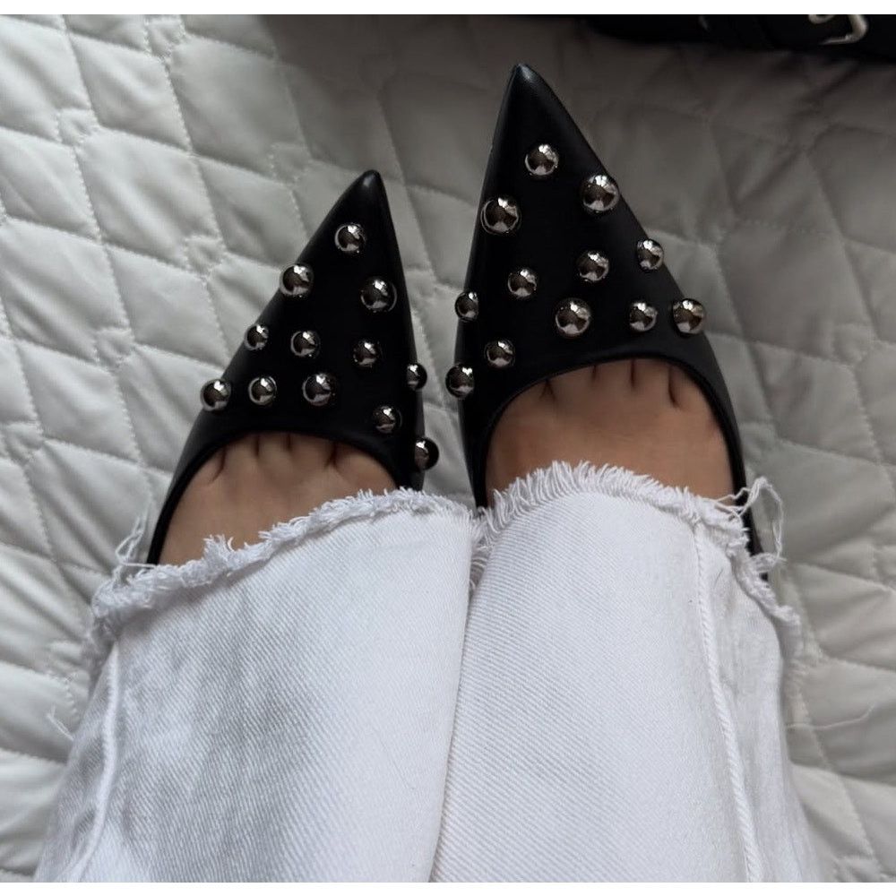 Zara Zara Studded Pointed Toe Slingback Kitten Heels NWT Size US 8 / IT 38 - 23 Thumbnail