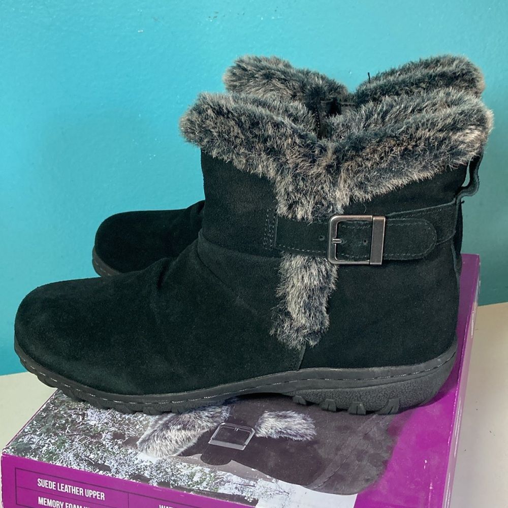 Other Khombu Lindsay Black Leather Ankle Boots Size 10 Size US 10 / IT 40 - 1 Thumbnail