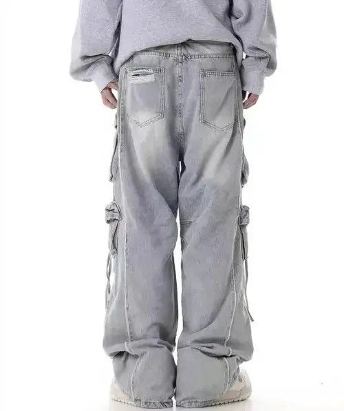 Japanese Brand × Jean Retro heavy industry beggar ripped workwear wide leg jeans Size US 32 / EU 48 - 2 Thumbnail