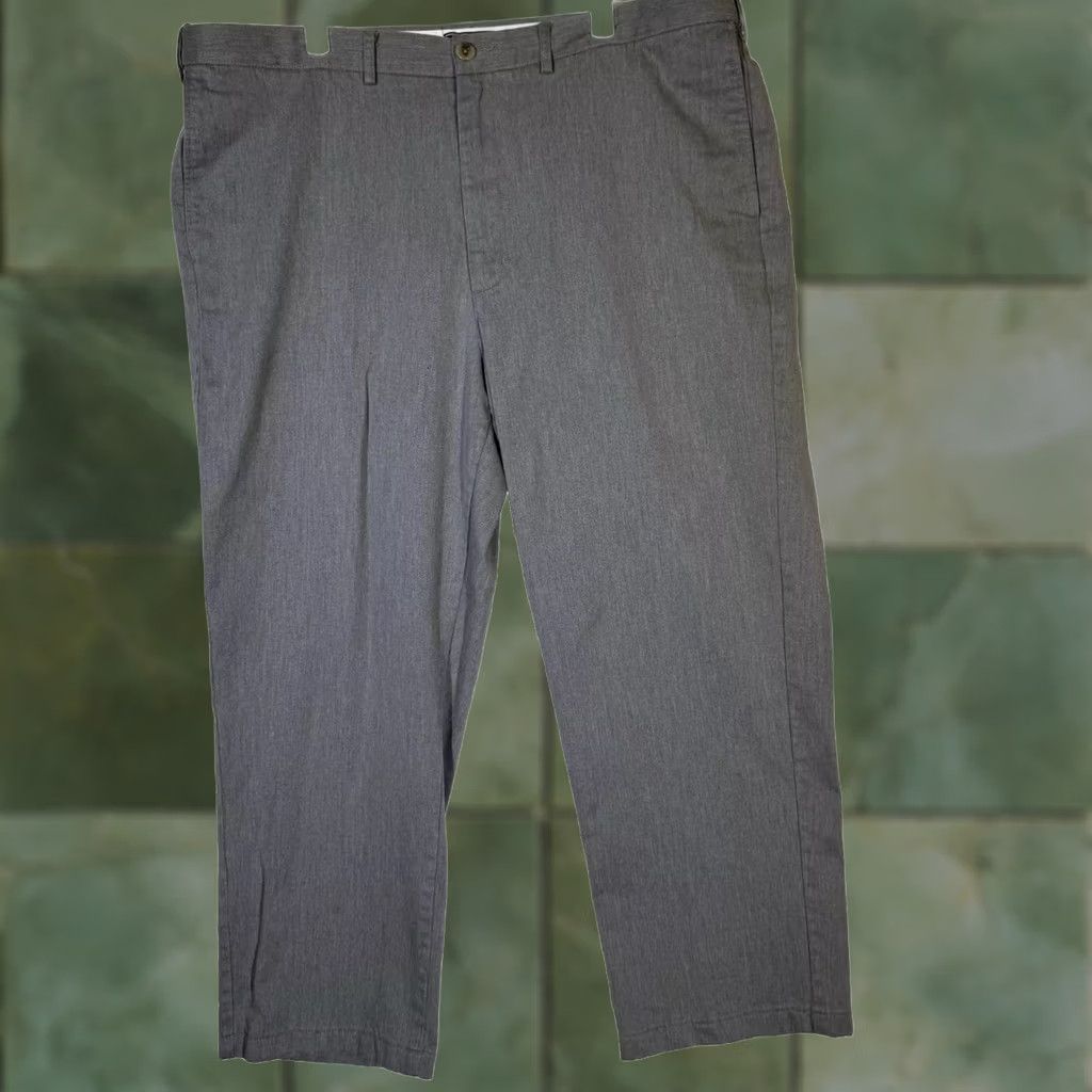 Lands' End Lands' End Men's Gray 100% Cotton Straight-Leg Pants, Size 42 — Classic Dress Pants, Regular Fit, Flat Front, Breathable, Machine Washable Size US 42 / EU 58 - 1 Thumbnail