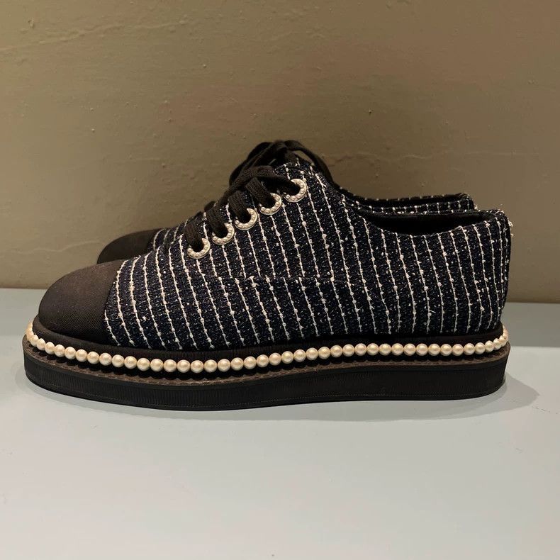 Chanel Chanel Black Fashion Sneakers with Ribbon Laces -2505 Size US 5.5 / EU 38 - 3 Thumbnail