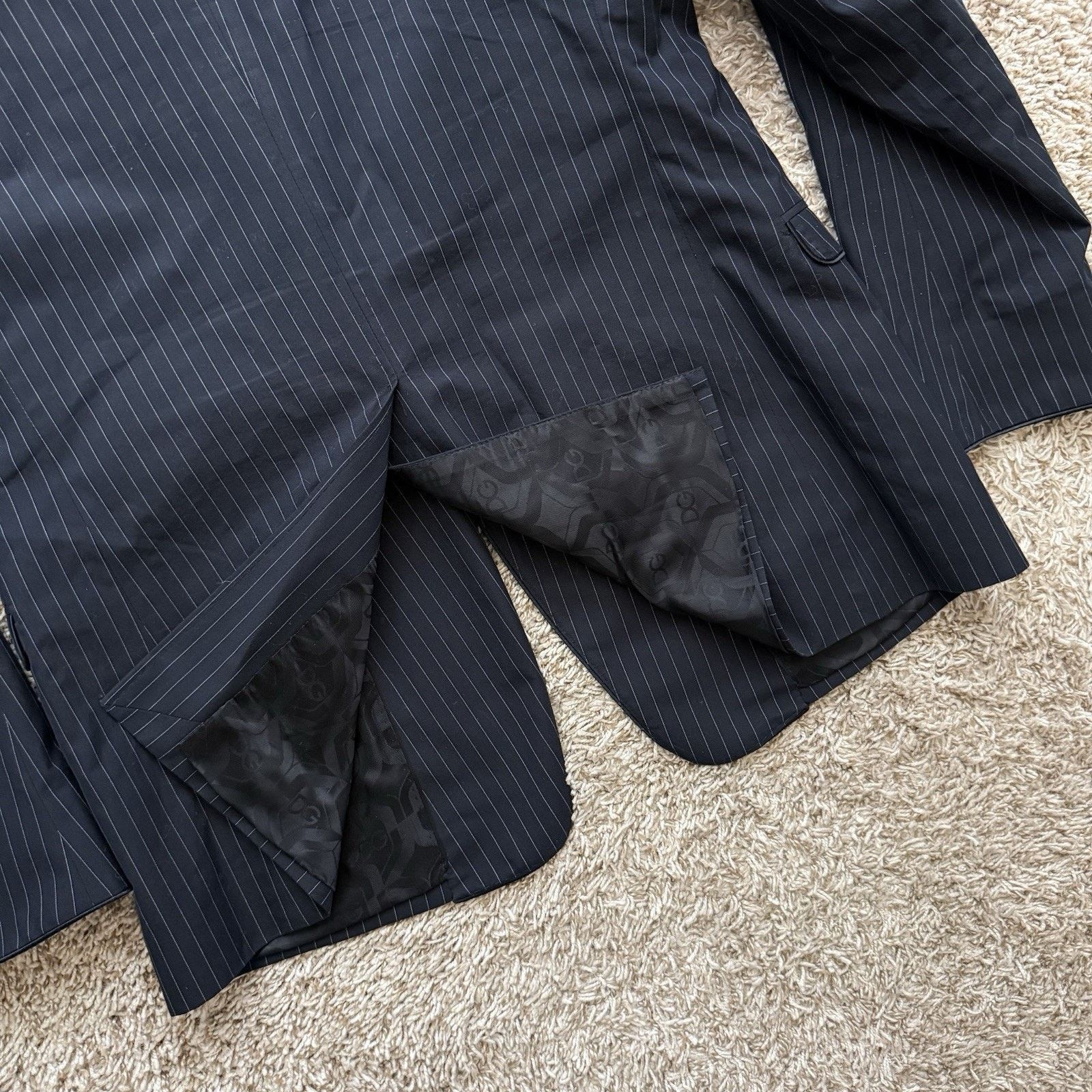 Dolce & Gabbana Dolce & Gabbana Black Cotton Suit Jacket Striped One Button Size 54R - 9 Thumbnail