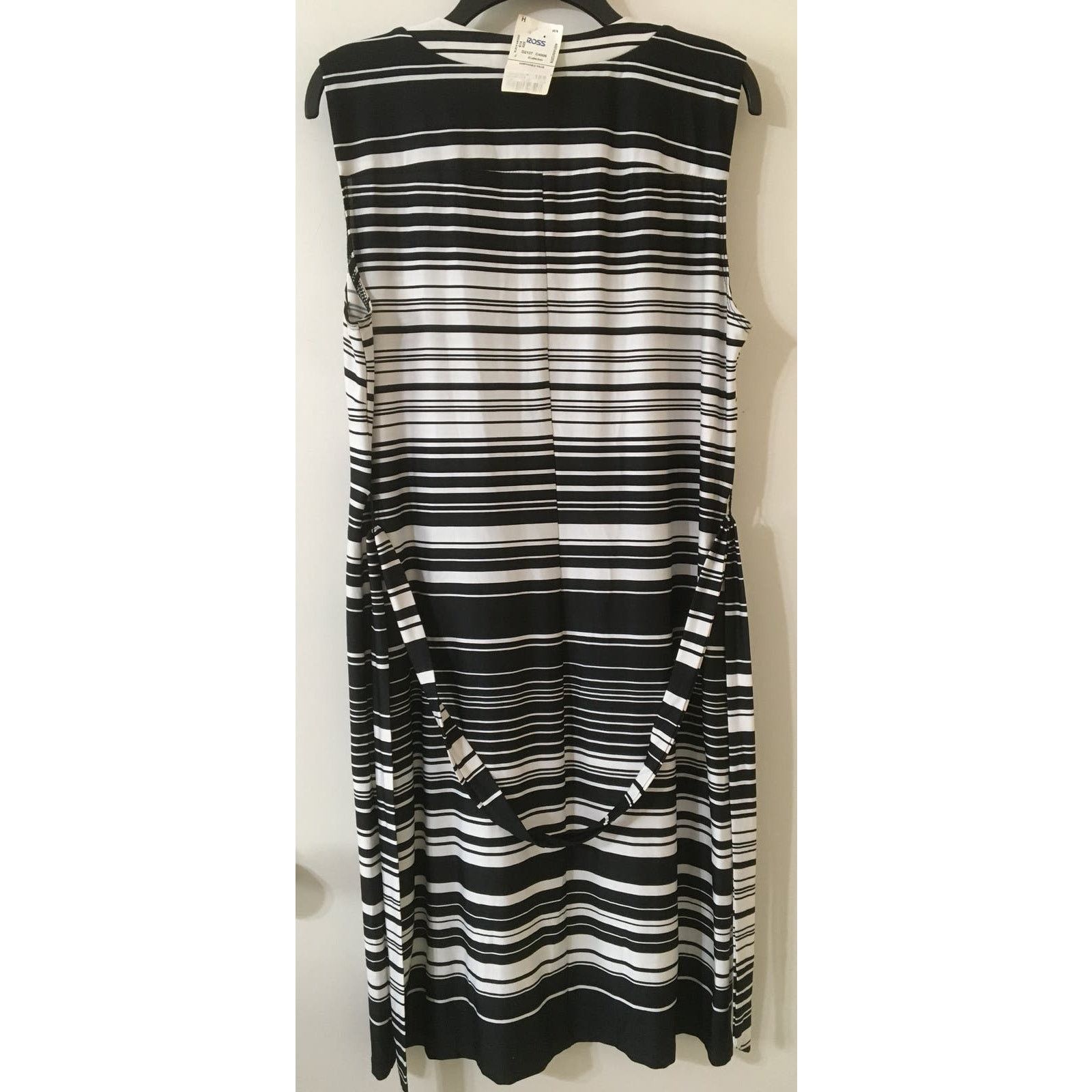 Other Emma & Michelle Large Black & White Striped V-neck Dress Size L / US 10 / IT 46 - 2 Thumbnail