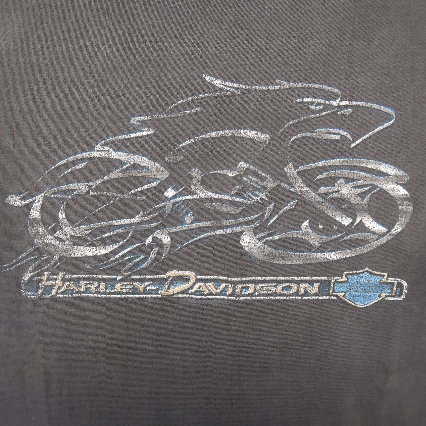 Harley Davidson VINTAGE Harley-Davidson Eagle XL Grunge T Shirt Short Sleeve Fade Black Men's XL Graphic Print 2000s USA Biker Rock Retro Yellow? Size US XL / EU 56 / 4 - 4 Thumbnail