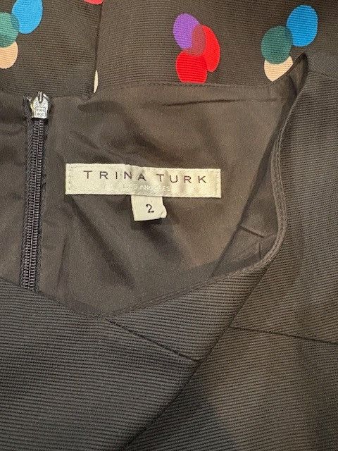 Trina Turk Black Mini Dress with Ruffle Sleeves and Multicolor Circles Size XS / US 0-2 / IT 36-38 - 7 Thumbnail