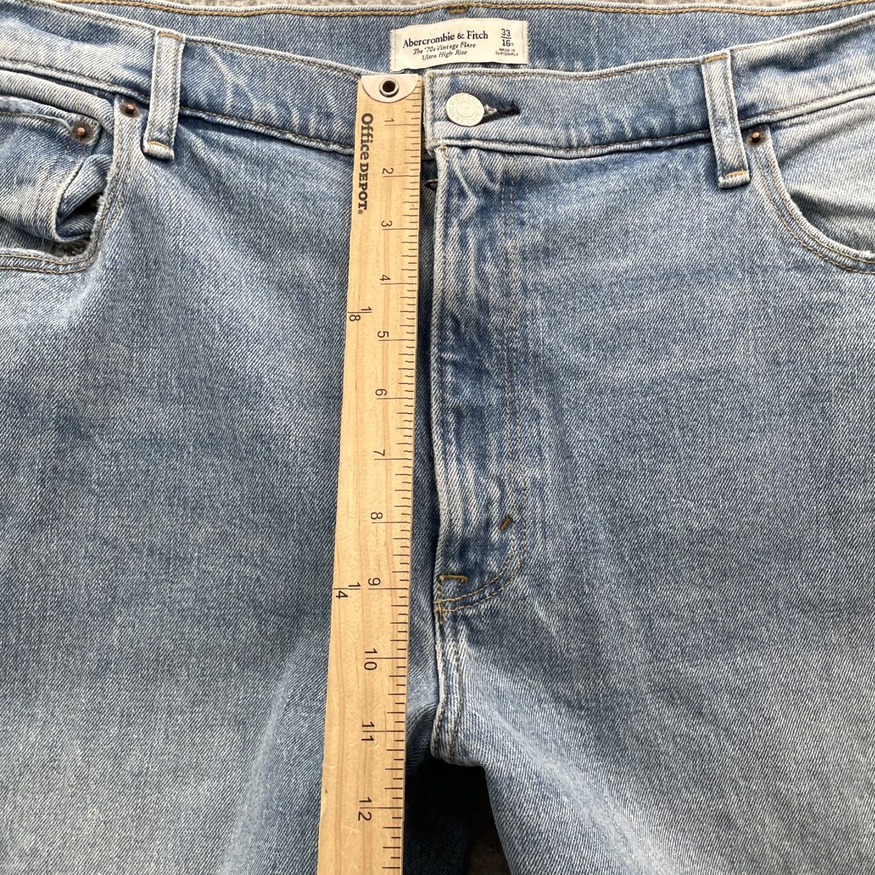 Abercrombie & Fitch VINTAGE Abercrombie & Fitch Vintage 70s Flare Jeans Women's 16 Western Y2 Cowboy Cowgirl Rodeo Blue Denim 5-Pocket Slim Fit Adult Womens jeans Size 38" / US 16 / IT 52 - 5 Thumbnail