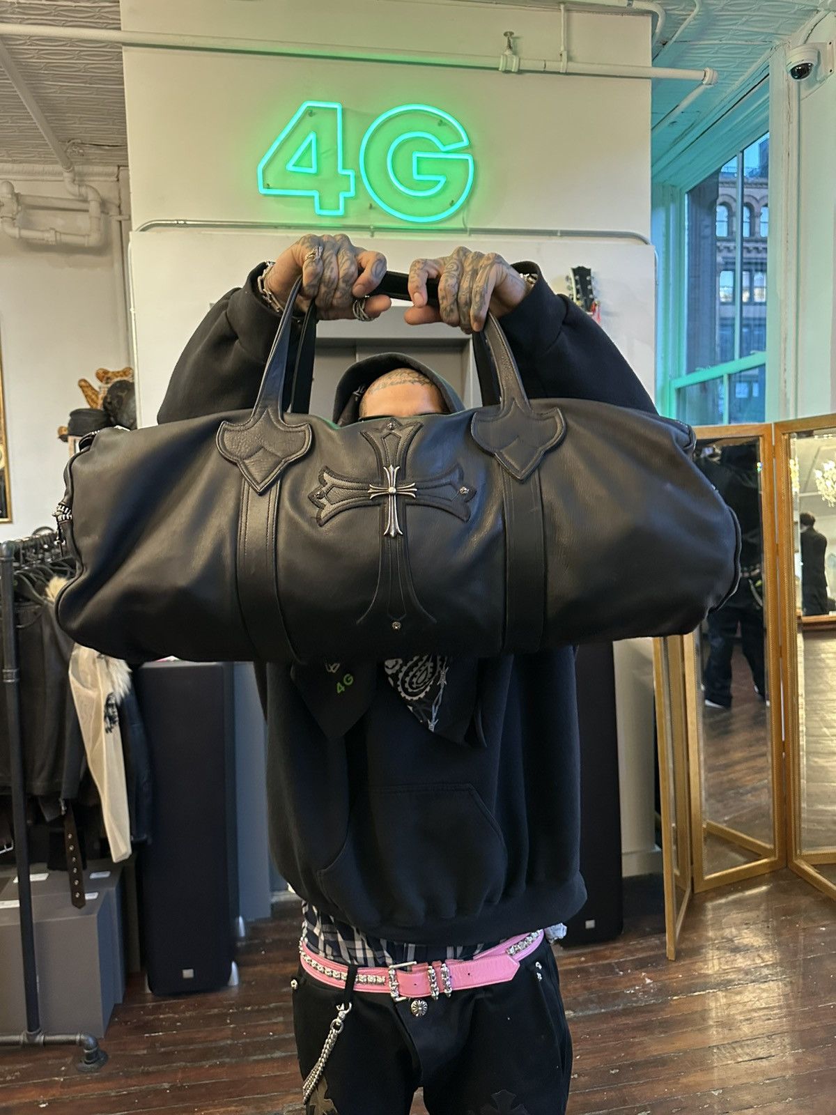 Chrome Hearts CHROME HEARTS LEATHER PATCHED CROSS DUFFLE Size ONE SIZE - 4 Thumbnail