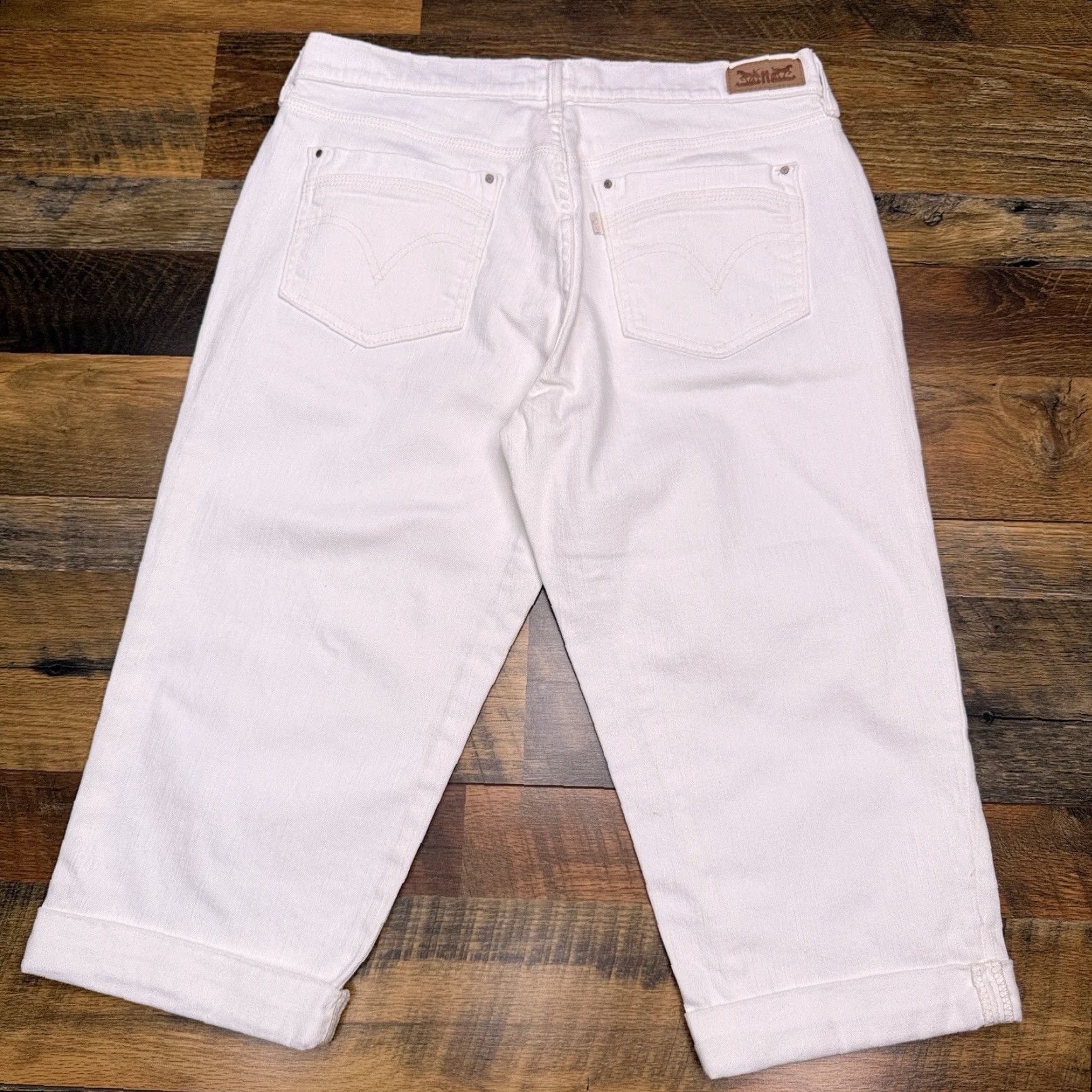 Levi's Levi's Jeans Capri Adult 8 White Mid Rise Stretch 5-Pocket Denim Logo Womens Size ONE SIZE - 3 Thumbnail