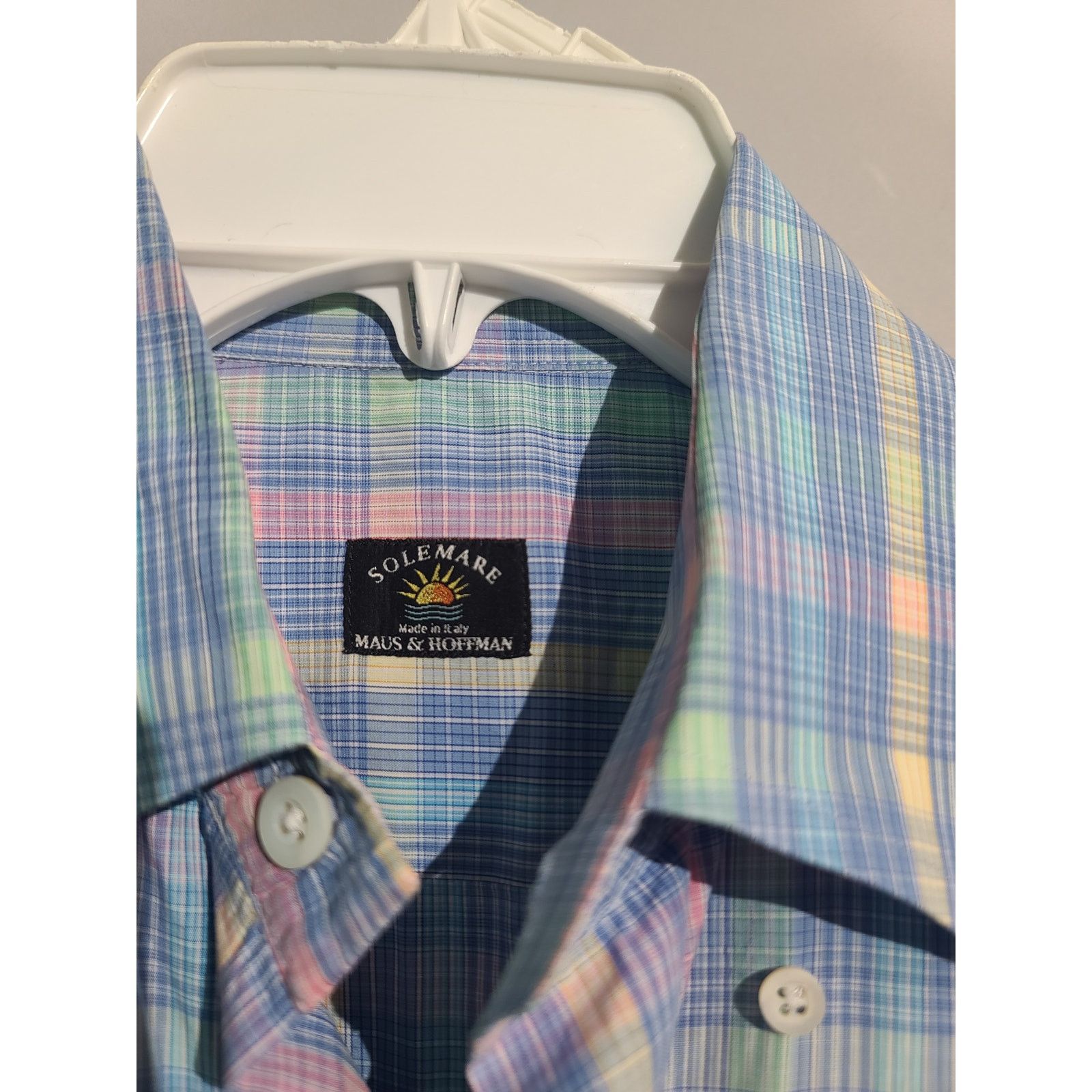 Maus & Hoffman Solemare Pastel Plaid Print Short Sleeve Button shirt Size US M / EU 48-50 / 2 - 4 Thumbnail