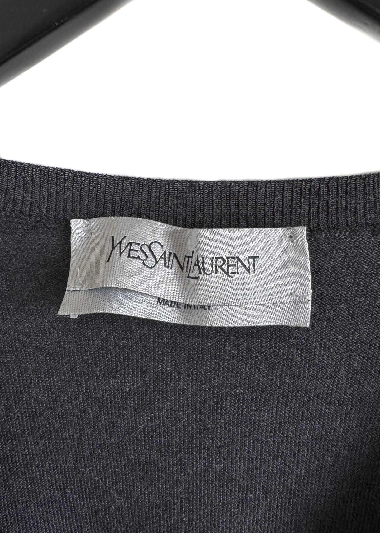 Yves Saint Laurent Yves Saint-Laurent Charcoal V-neck Wool Sweater Size US XL / EU 56 / 4 - 8 Thumbnail