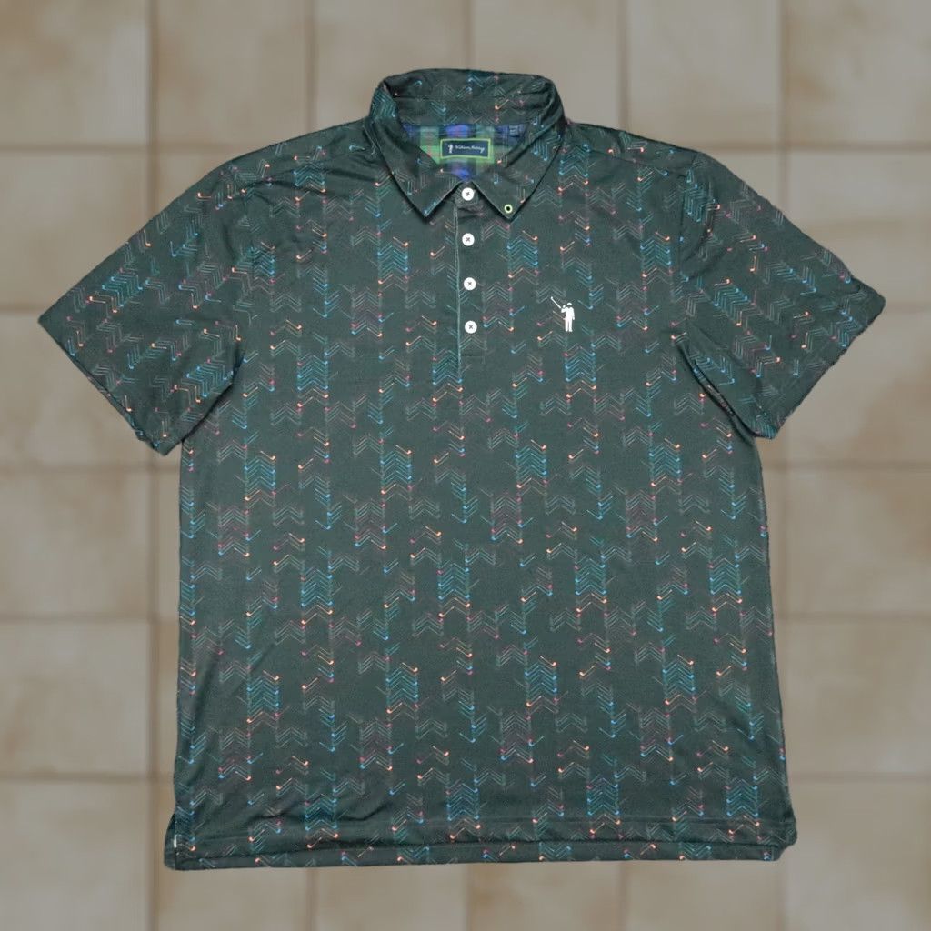 Vintage William Murray Golf Polo Shirt Mens XL Green All Over Print Short Sleeve Size US XL / EU 56 / 4 - 1 Thumbnail