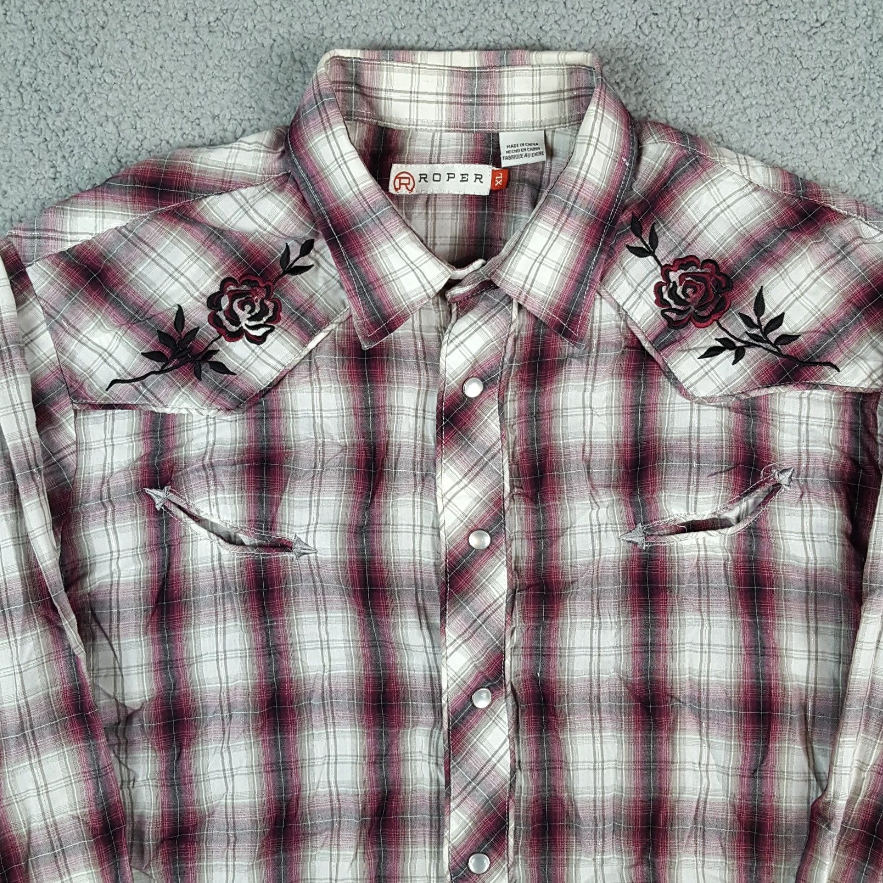 Roper Roper Western Shadow Plaid Cowboy Pearl Snap Men's XL Size Button Up Collared Shirt Size US XL / EU 56 / 4 - 2 Thumbnail