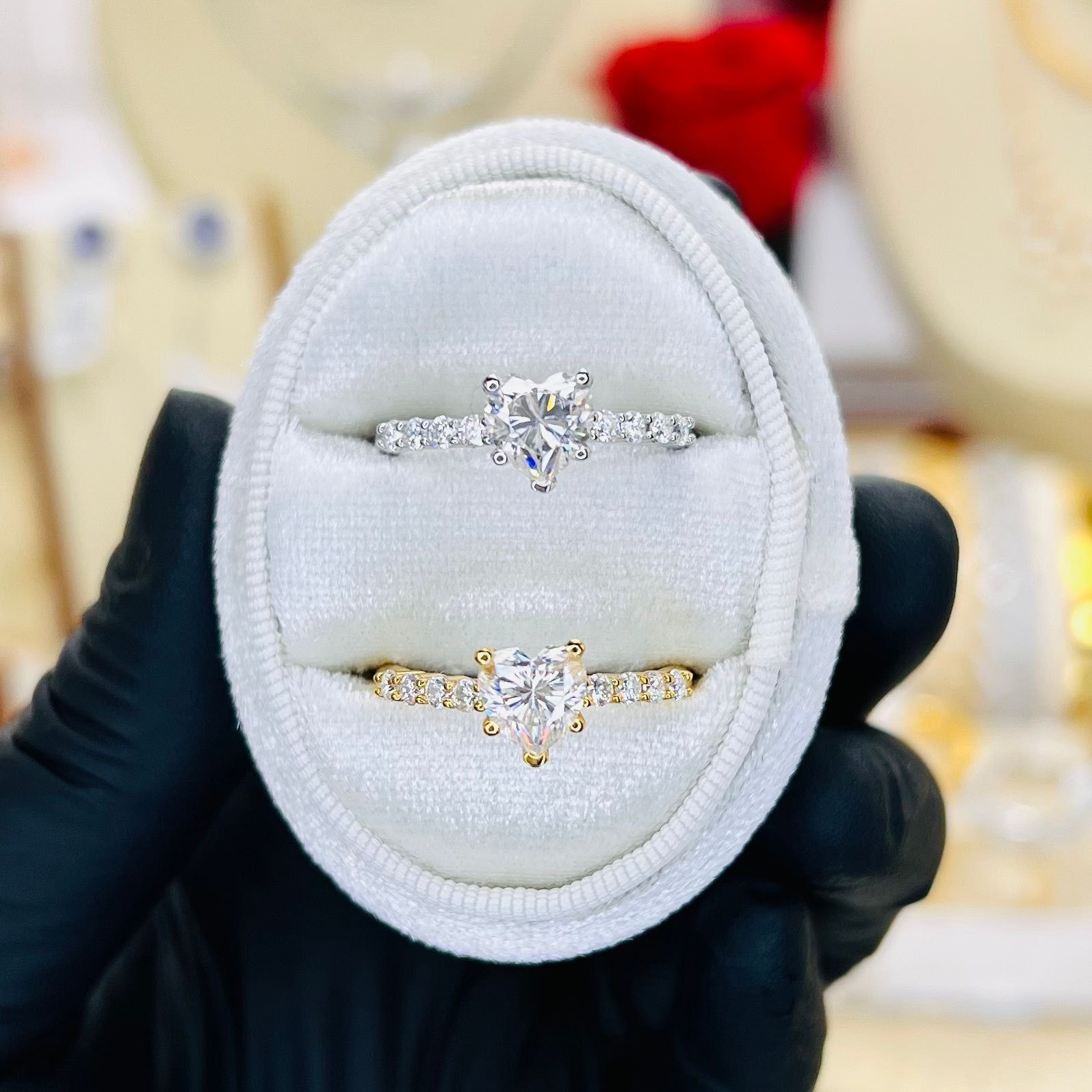 Other 1.24ctw Heart Moissanite Pavé Engagement Ring Size ONE SIZE - 1 Thumbnail