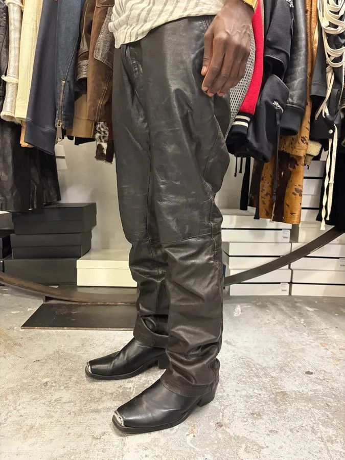 Dries Van Noten 2000s Dries Van Noten Black Eroded Leather Pants Size US 32 / EU 48 - 3 Thumbnail