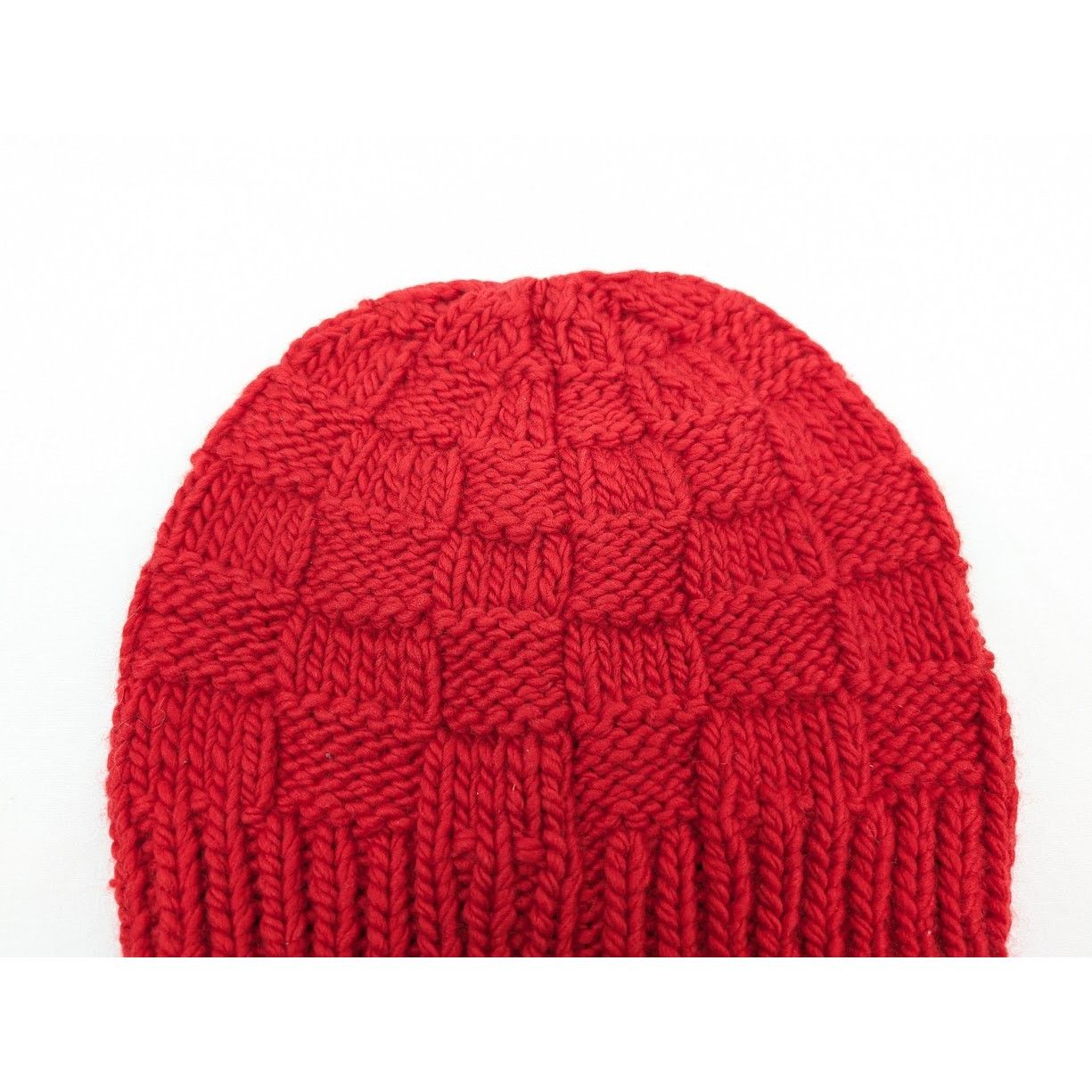 Bottega Veneta o1rshd1 Size: M / HandKnit Wool Square Beanie/Hat in Red Size ONE SIZE - 4 Thumbnail