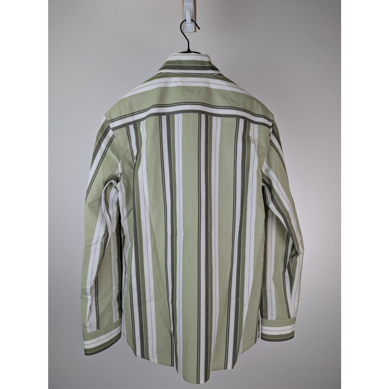 Bottega Veneta o1rshd1 Chunky Cotton Stripe Shirt Green/Olive Multi-Stripe Size US M / EU 48-50 / 2 - 11 Thumbnail