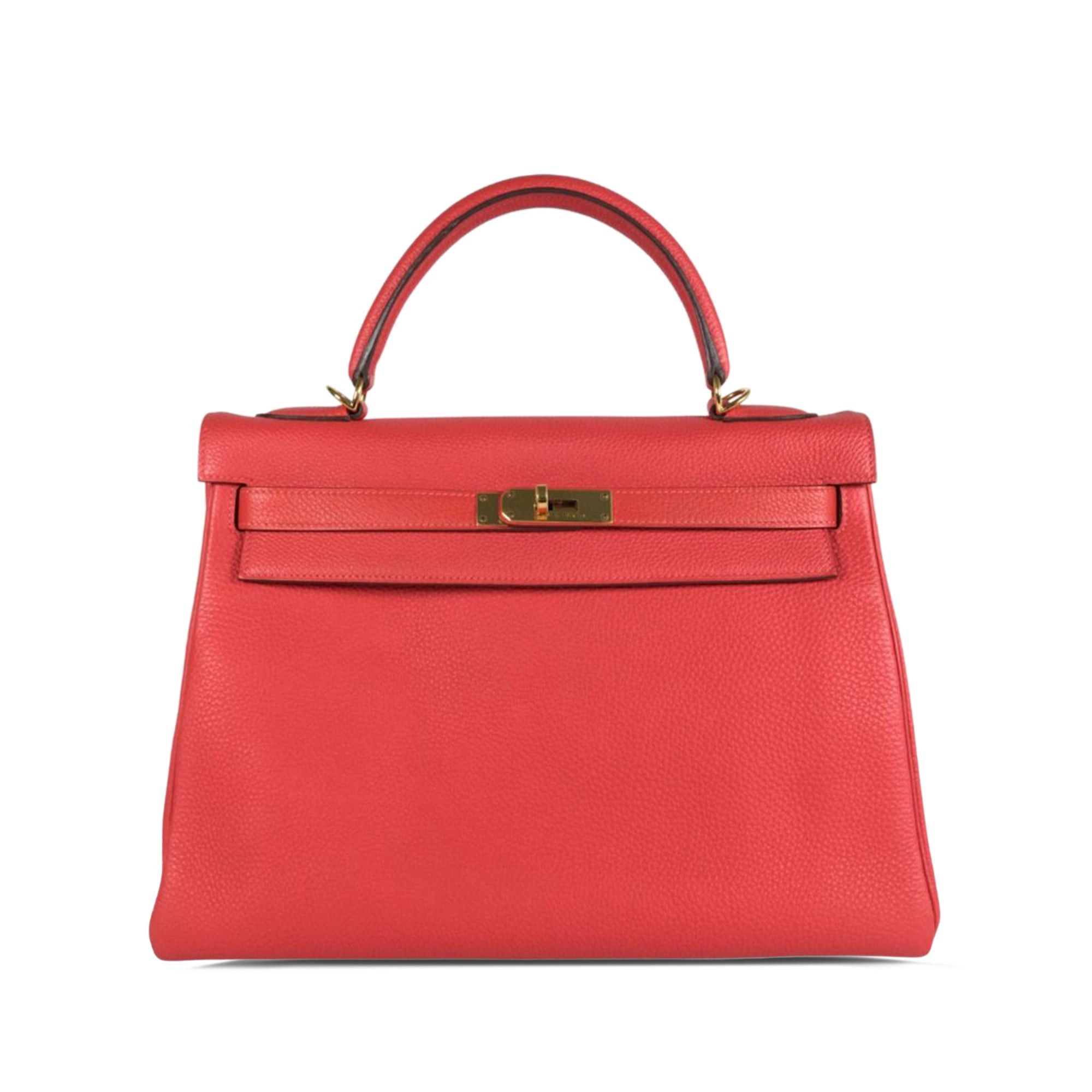 image of Hermes 2014 Togo Kelly Retourne 32 Satchel in Gold, Women's