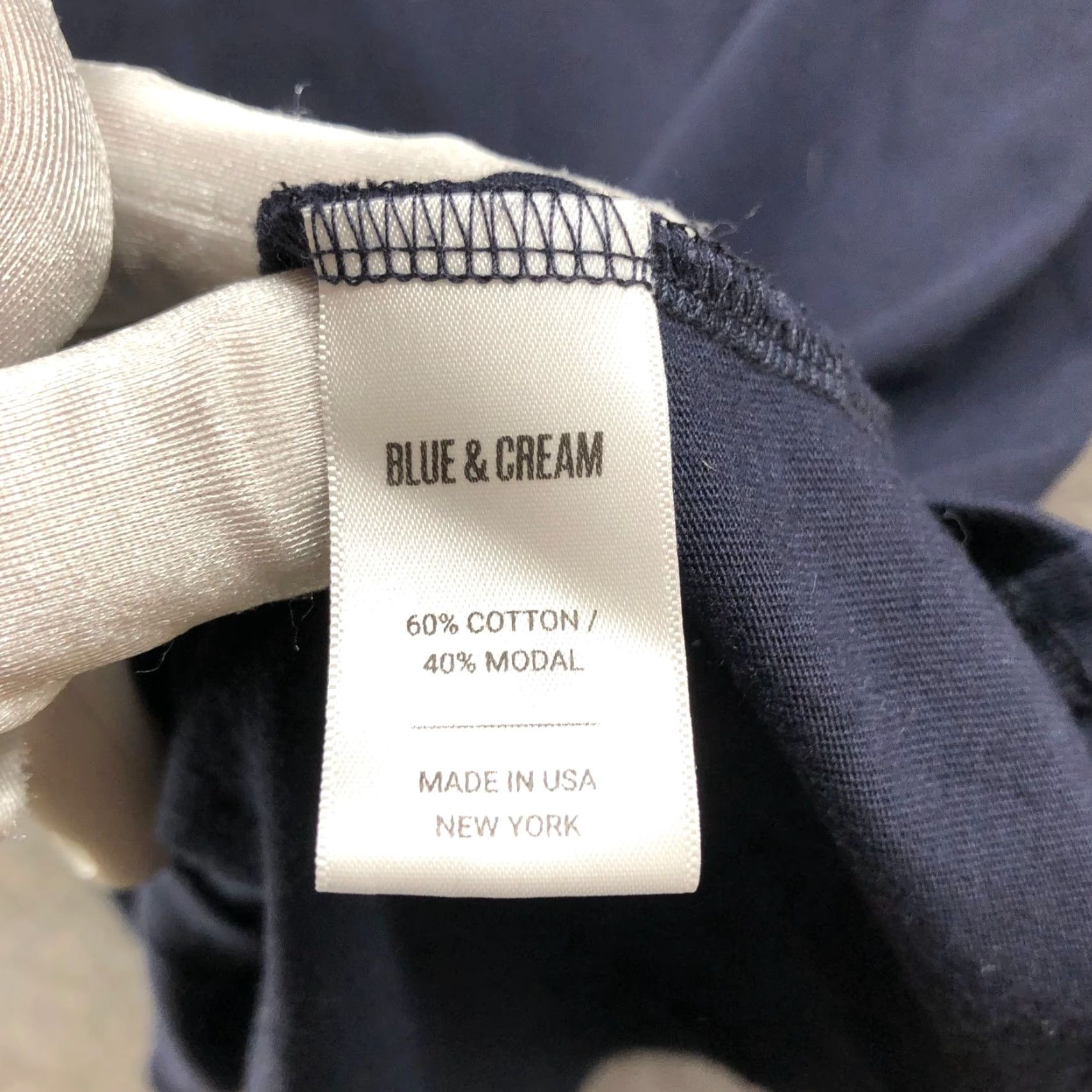 Vintage Blue And Cream NY T Shirt Mens L Navy Blue Short Sleeve Crewneck Modal Blend Shirt Size US L / EU 52-54 / 3 - 6 Thumbnail