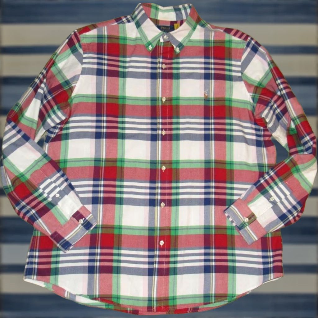 Ralph Lauren Polo RALPH LAUREN Plaid Long Sleeve Button Down Oxford Cloth Shirt XL Mens Size US XL / EU 56 / 4 - 1 Thumbnail