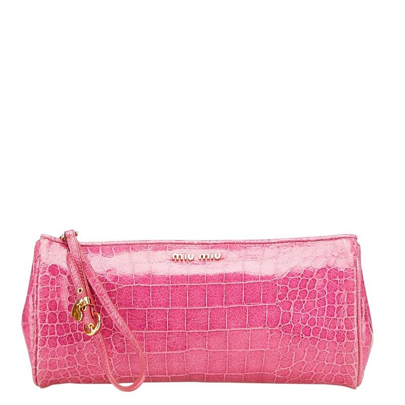 Miu Miu Miu Miu Croco Embossed Patent Pouch Enamel Other