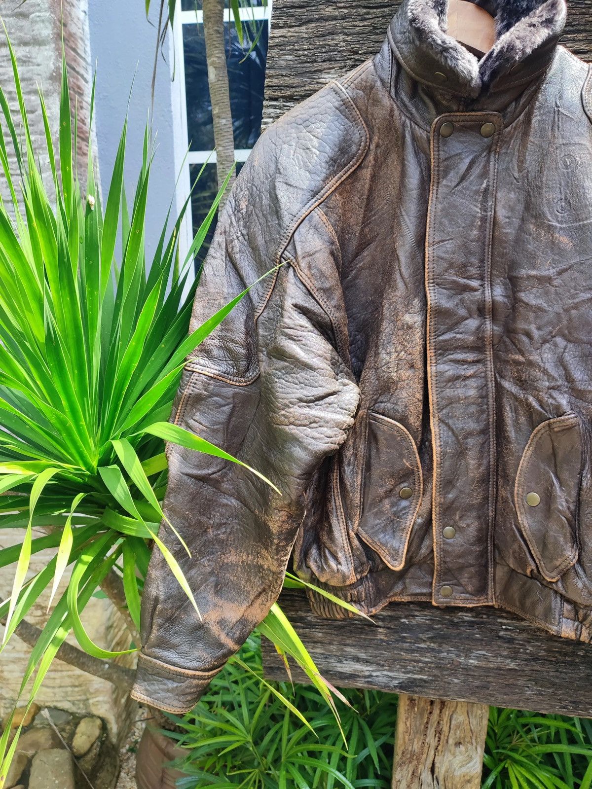 Leather Vintage Korean-Made Faux Leather Bomber Jacket Size US L / EU 52-54 / 3 - 3 Thumbnail