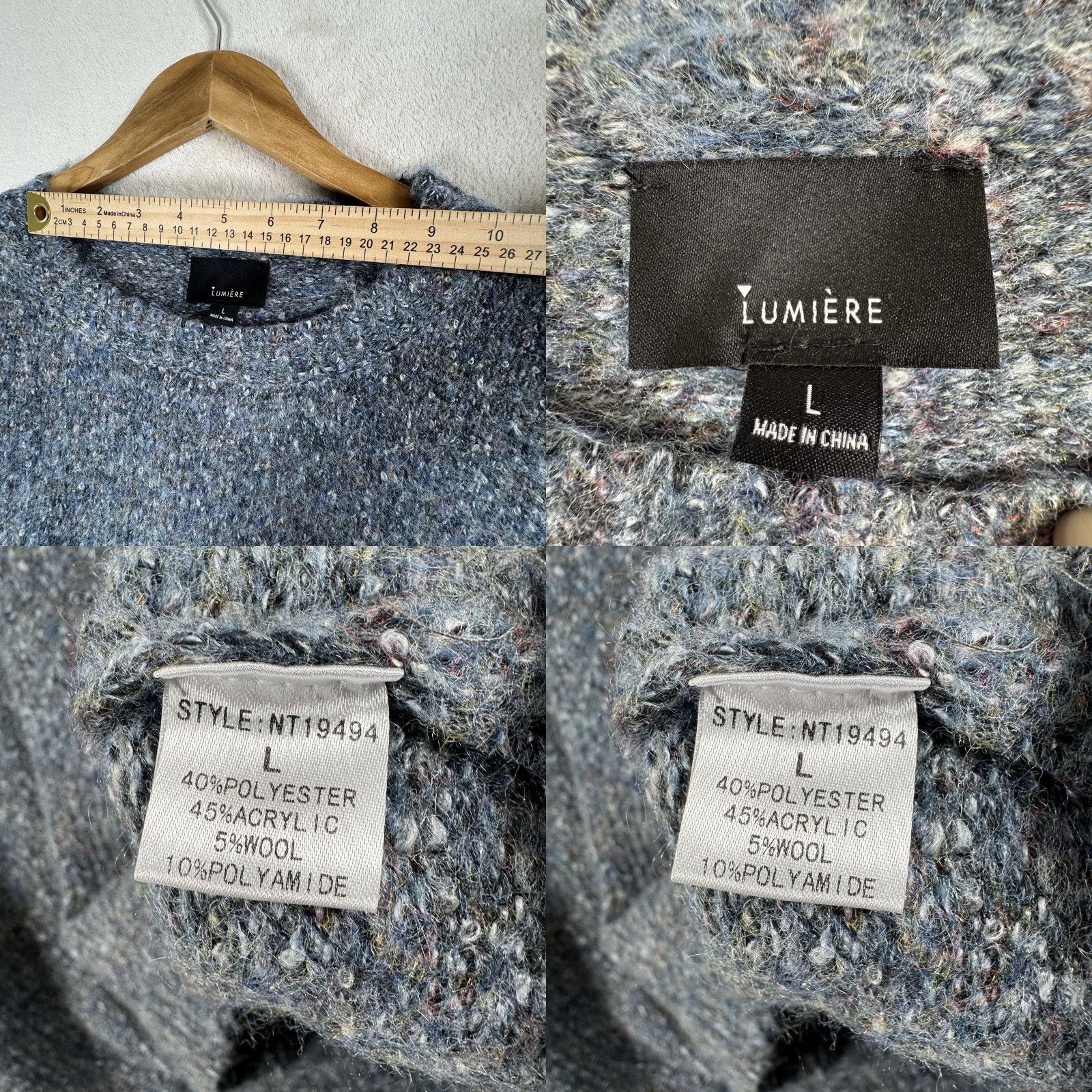 Vintage Lumiere Sweater Pullover Womens Size L Blue Crew Neck Long Sleeve Knit Regular Pattern Solid Size L / US 10 / IT 46 - 9 Thumbnail