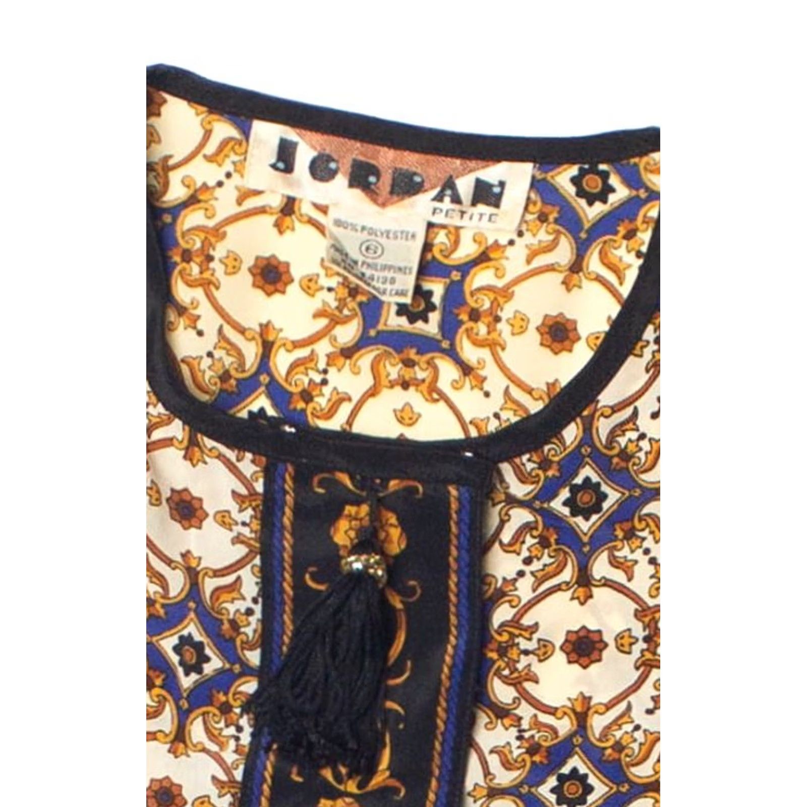 Jordan Brand VINTAGE Jordan Petite Gold Patterned Button Up Top Large Boho Top Ladies Mens? Size L / US 10 / IT 46 - 2 Thumbnail