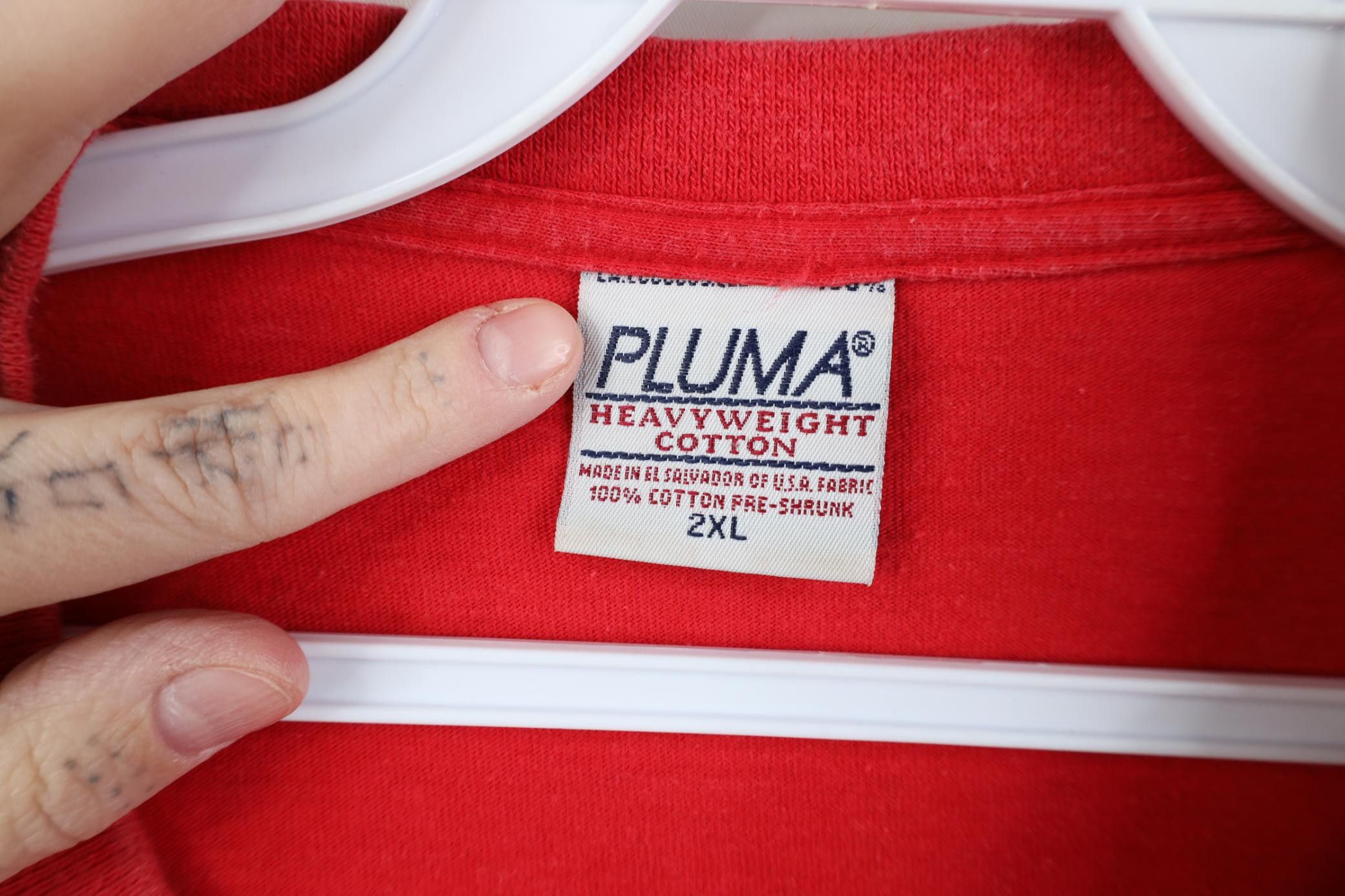 Vintage Vintage 90s Streetwear Blank Heavyweight Cotton T-Shirt Red Size US XXL / EU 58 / 5 - 5 Thumbnail