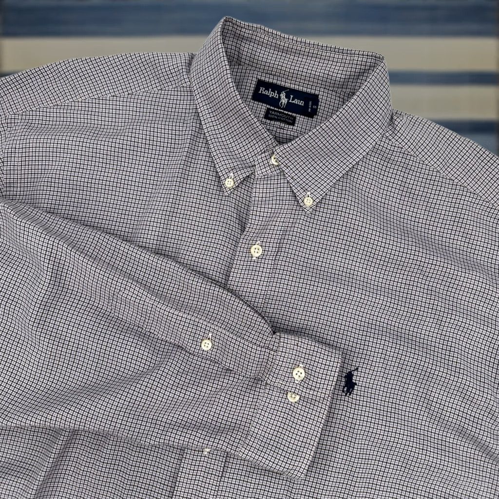Ralph Lauren Ralph Lauren Yarmouth Button-Down Shirt Purple Micro Check 100% Cotton Long Sleeve Men's Classic Fit Size US XXL / EU 58 / 5 - 1 Thumbnail