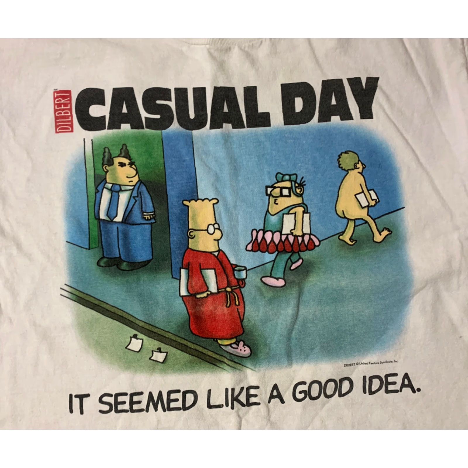 Vintage Dilbert Cartoon Mens Large XL Vintage 90s Casual Day Single Stitch T Shirt Size US L / EU 52-54 / 3 - 2 Thumbnail
