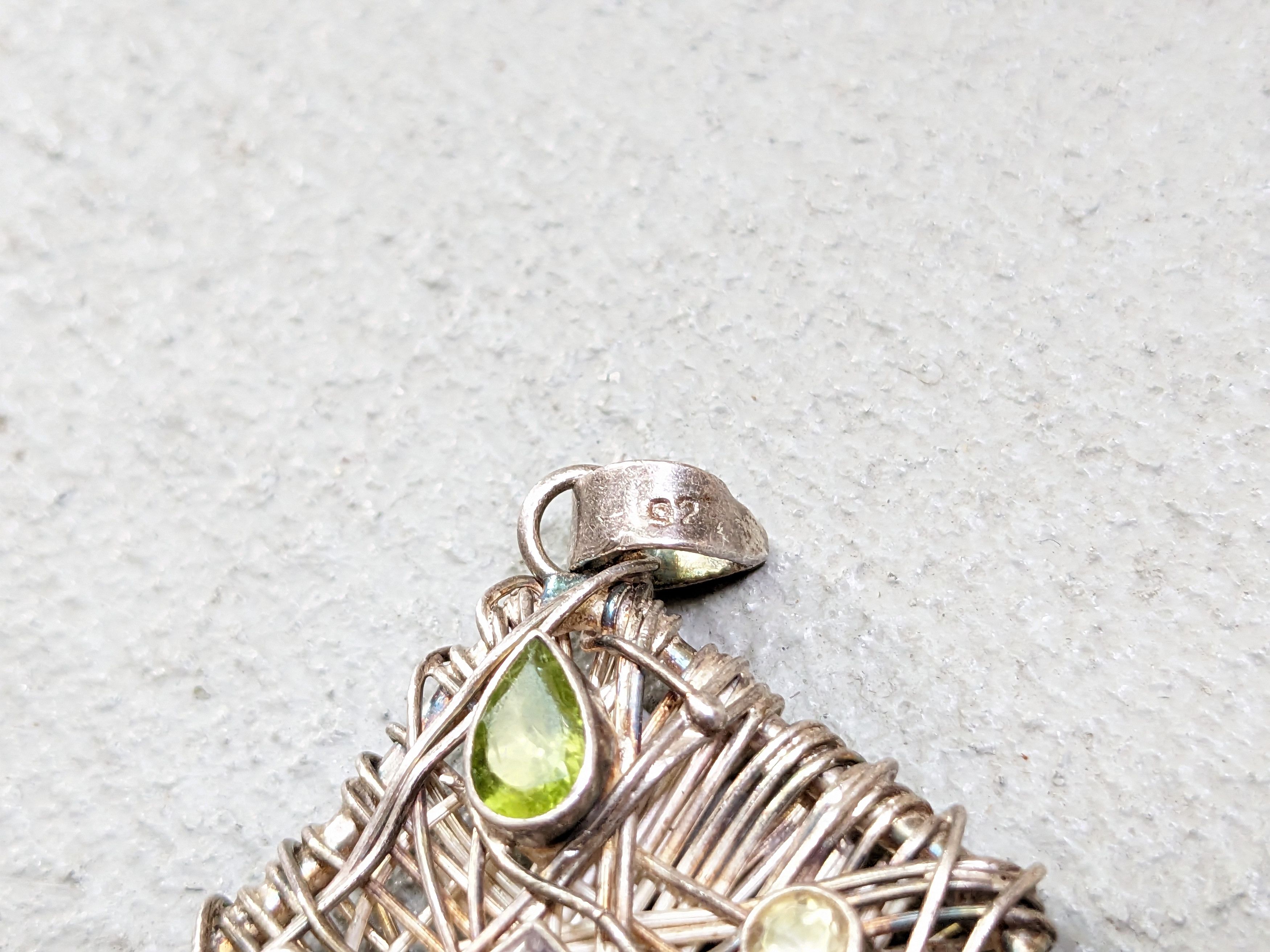 Jewelry Vintage Sterling Silver Pendant Garnet Peridot Citrine Size ONE SIZE - 5 Thumbnail