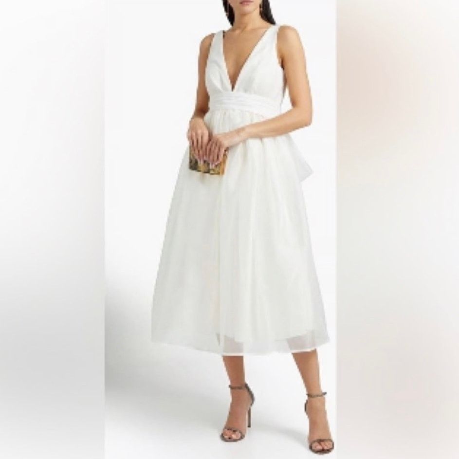 Sachin & Babi Sachin & Babi Carmina Gathered Organza Midi Dress In Ivory 4 Size S / US 4 / IT 40 - 2 Thumbnail