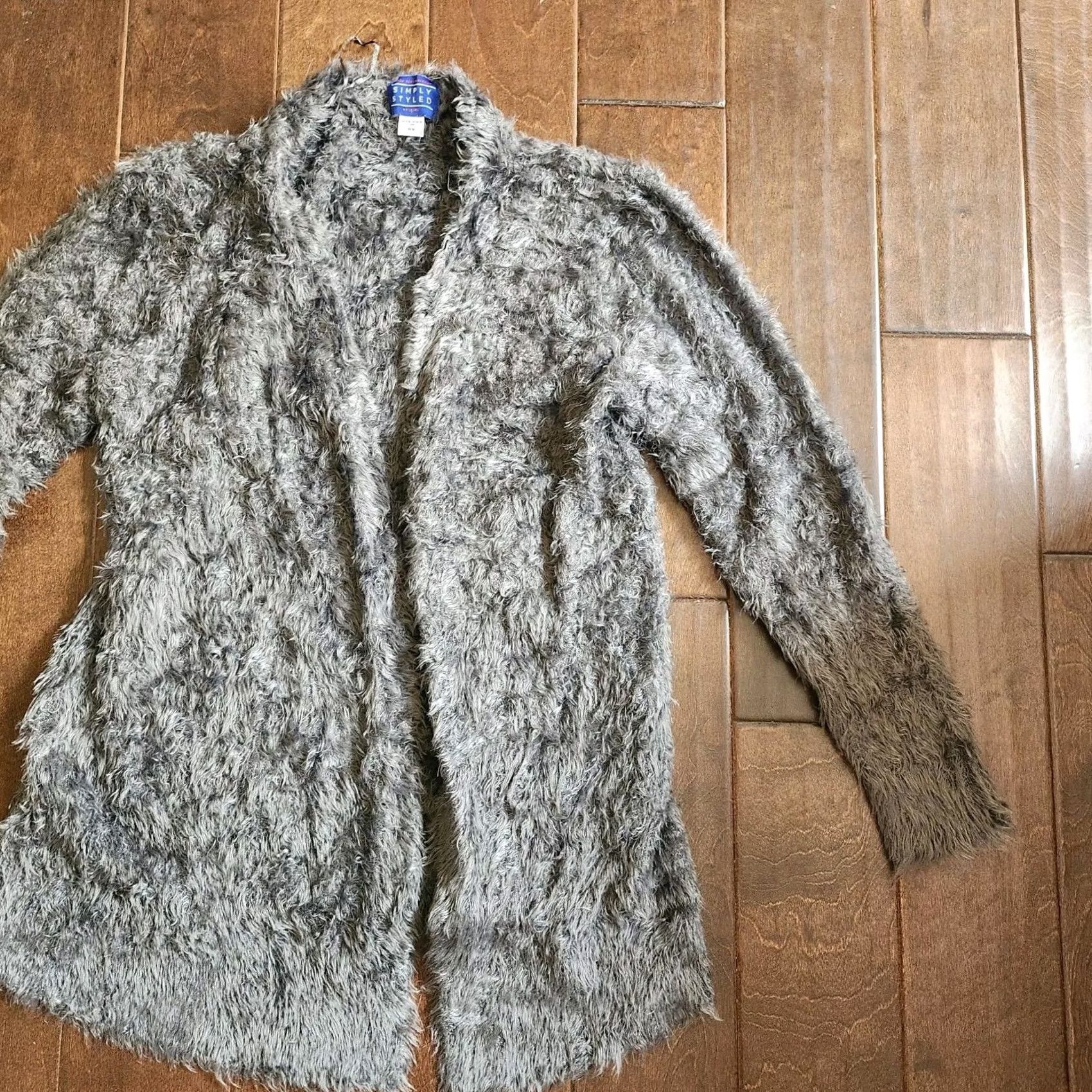 Sears Simply Styled By Sears Women's Cardigan Gray Open Front Fur Knit Coat M 90s Womens Size M / US 6-8 / IT 42-44 - 4 Thumbnail