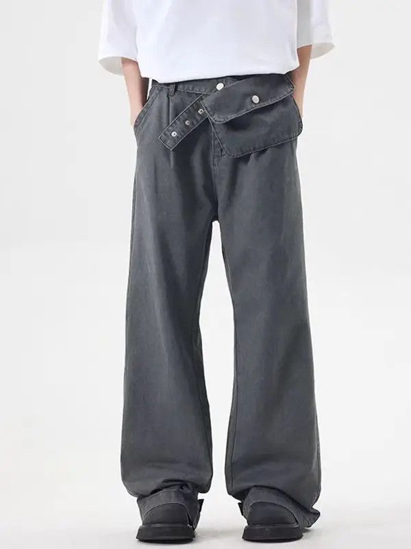 Japanese Brand VIBE Washed Cargo Pocket Belt Straight Leg Jeans Size US 33 - 7 Thumbnail