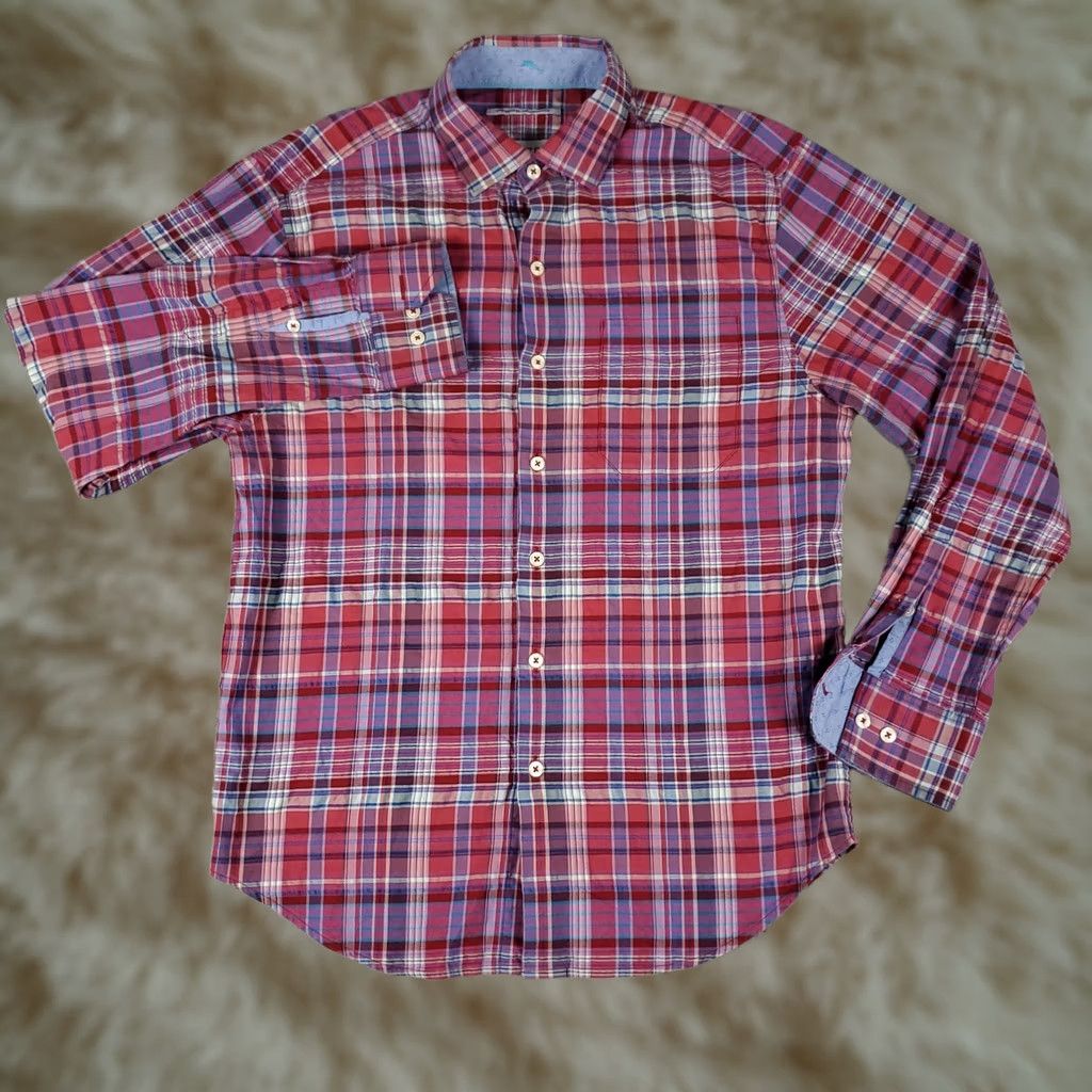 Tommy Bahama Tommy Bahama Shirt Mens Small Red Plaid Cotton Button-Up Long Sleeve Size US S / EU 44-46 / 1 - 1 Thumbnail
