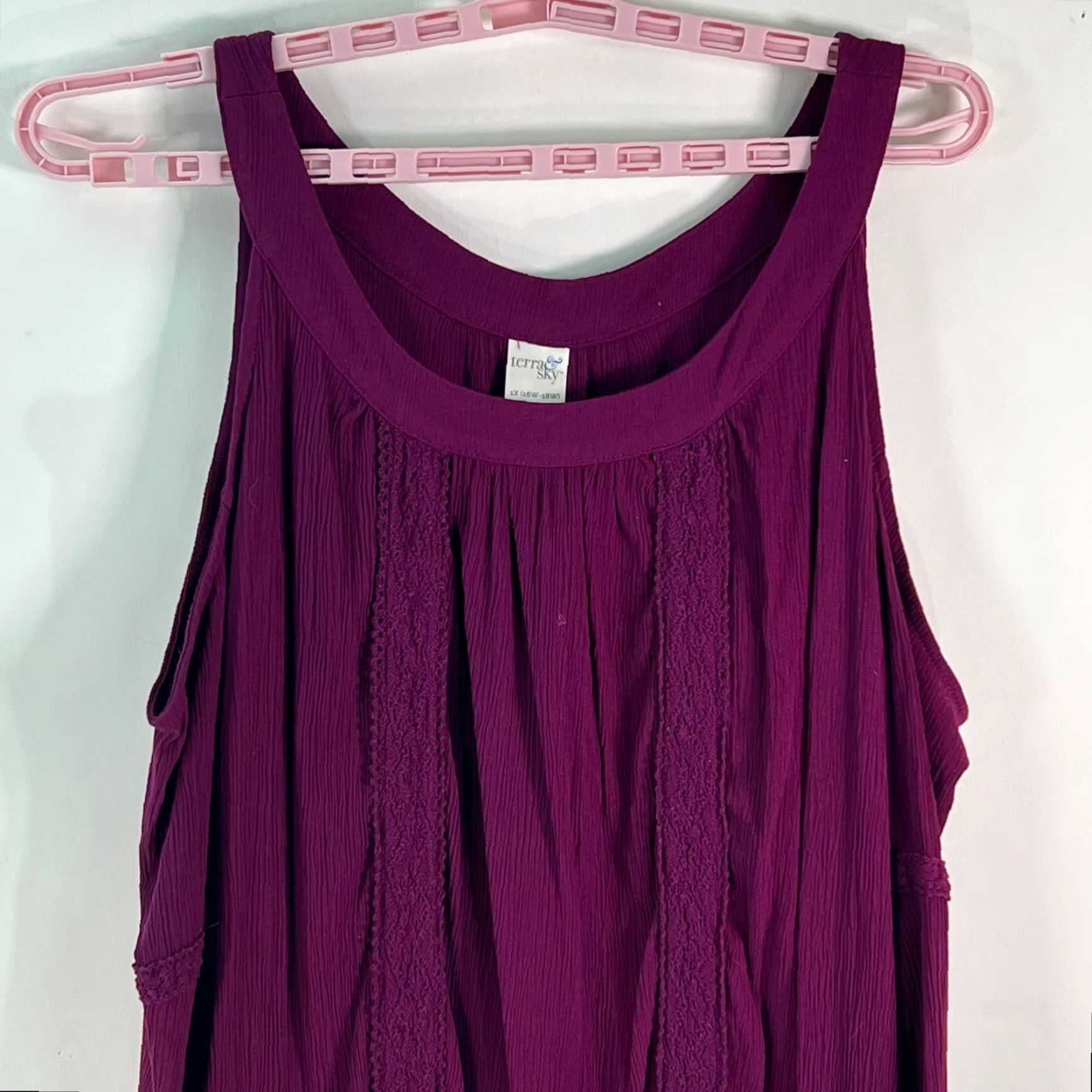 Vintage Terra & Sky Womens Cold Shoulder Sleeves Peasant Plum Purple Dress 1X 16W-18W Knee Length Sleeved Solid Purple Dress Womens Size XL / US 12-14 / IT 48-50 - 3 Thumbnail