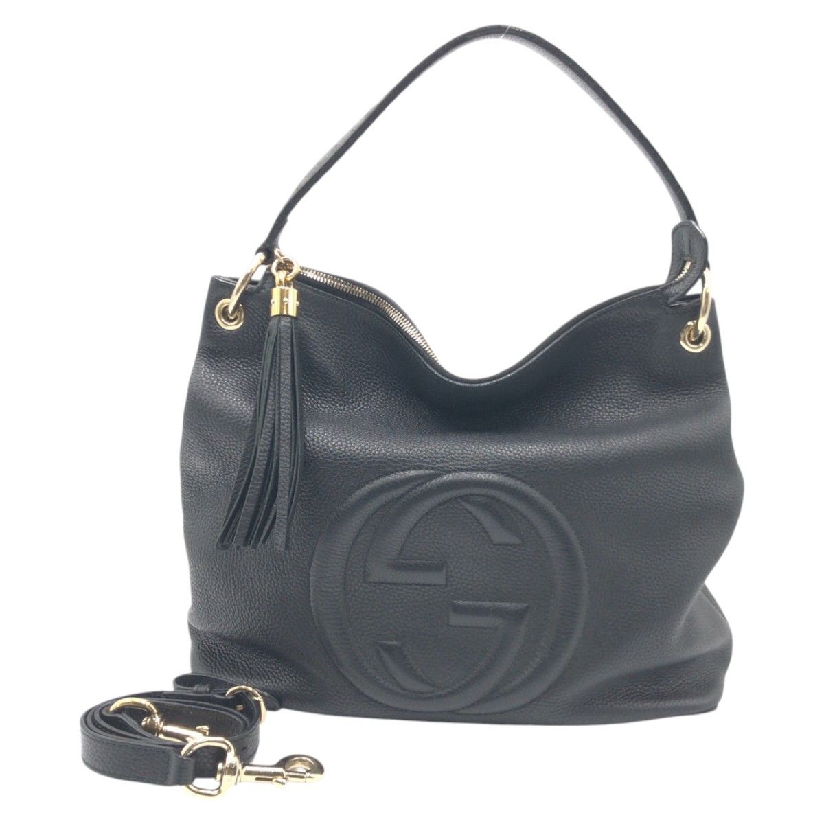 Gucci Gucci Soho Interlocking G Leather 2Way Bag Leather Shoulder Bag 408825 in Black, Women's