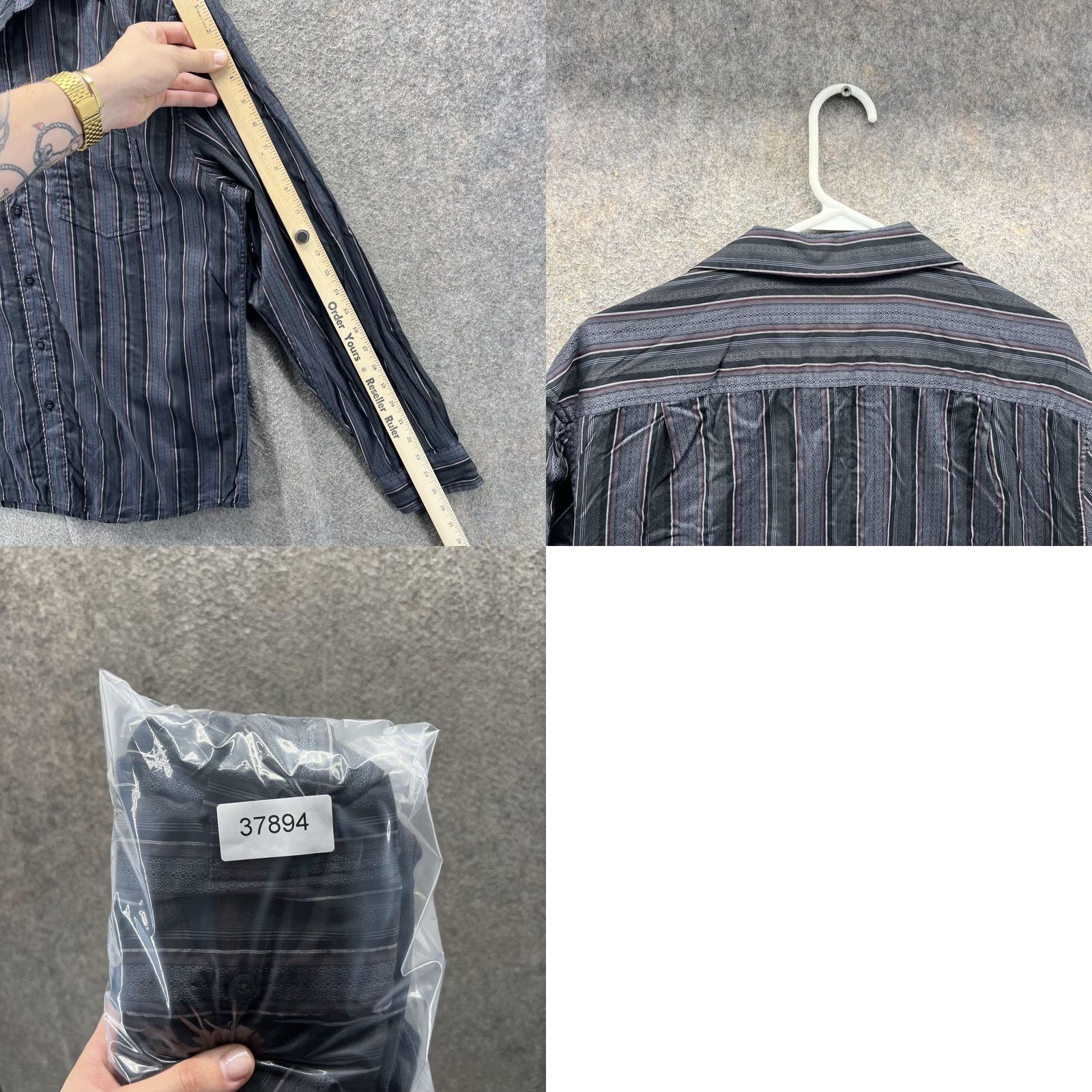 Tasso Elba Tasso Elba Shirt Mens Large Black Gray Striped Long Sleeve Button Front Size US L / EU 52-54 / 3 - 8 Thumbnail